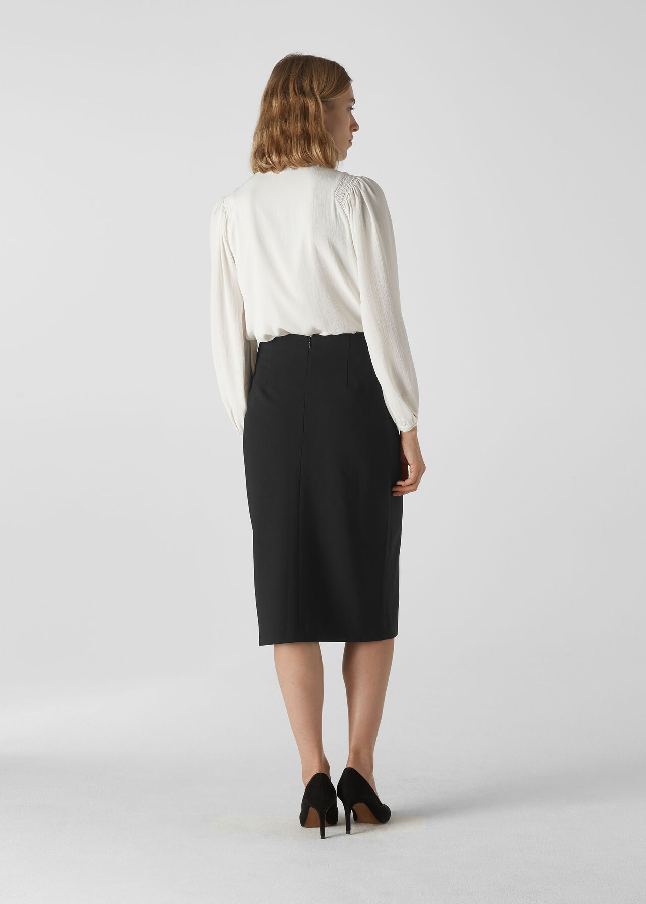 Anna Split Front Skirt Black