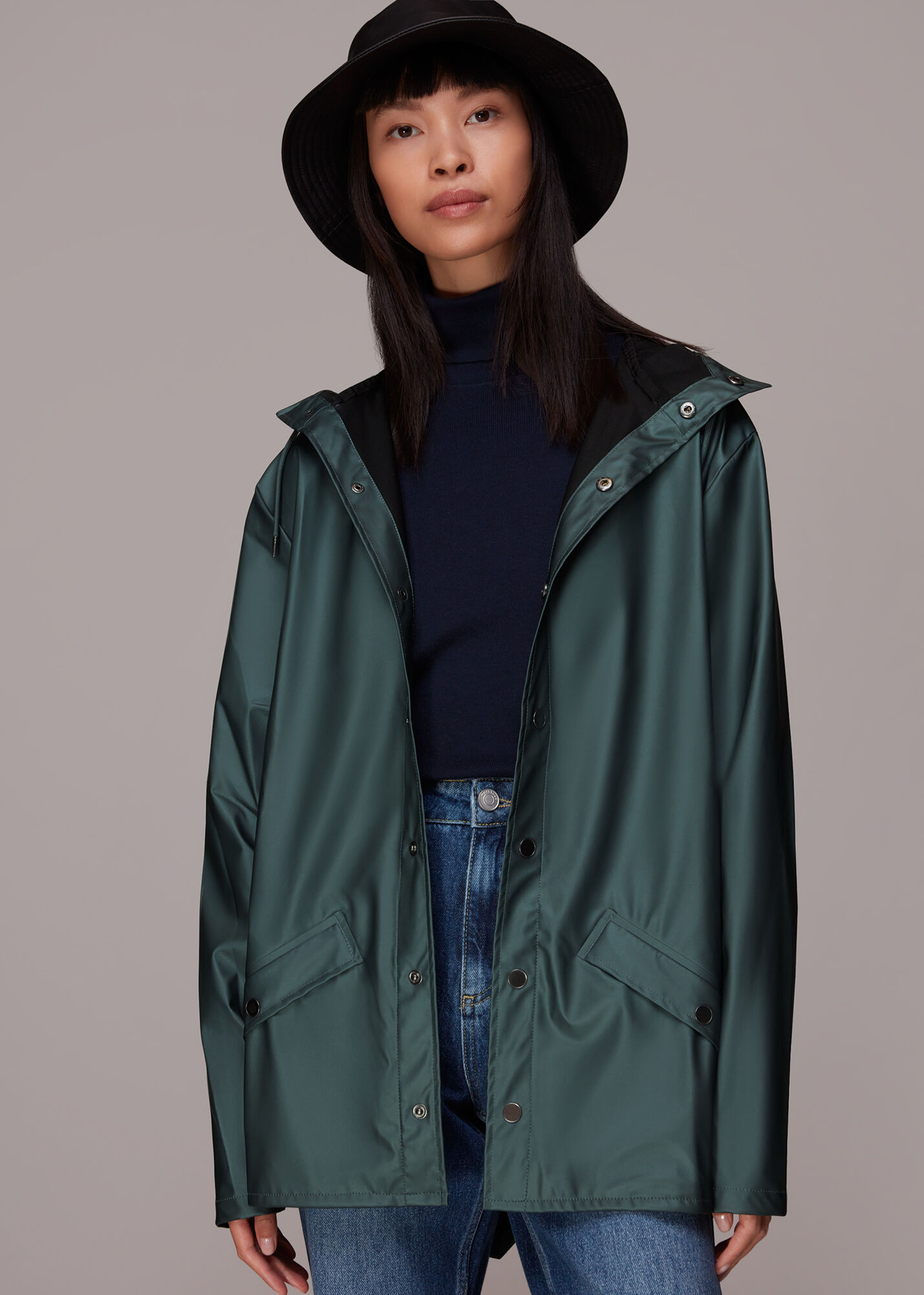 Dark Green Rains Jacket WHISTLES Whistles UK