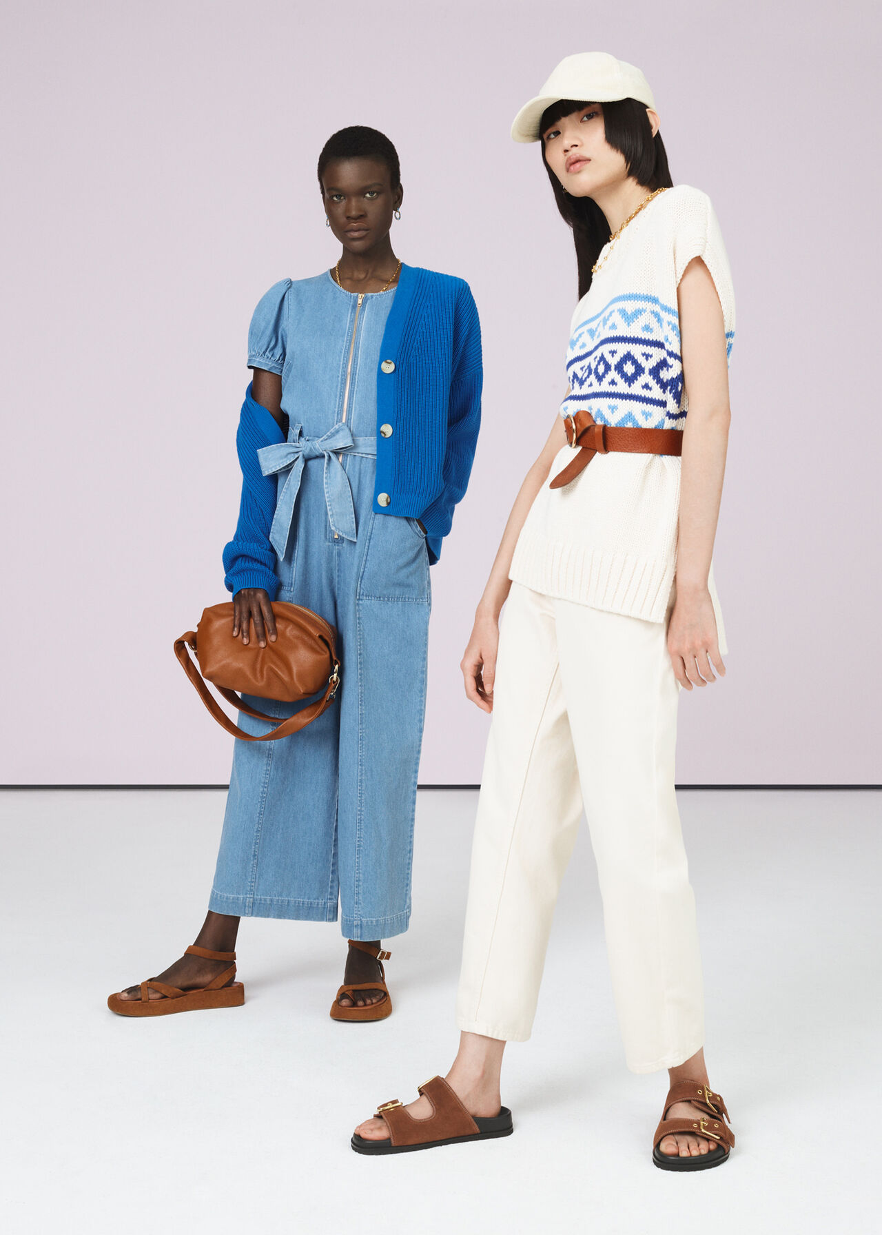 Denim Short Sleeve Denim Jumpsuit WHISTLES Whistles