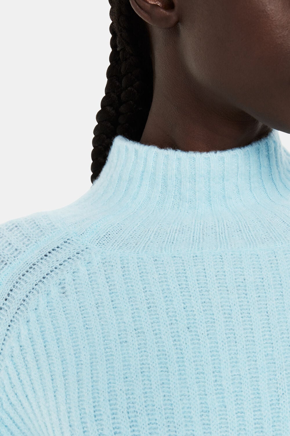 Wool Mix Rib Funnel Neck