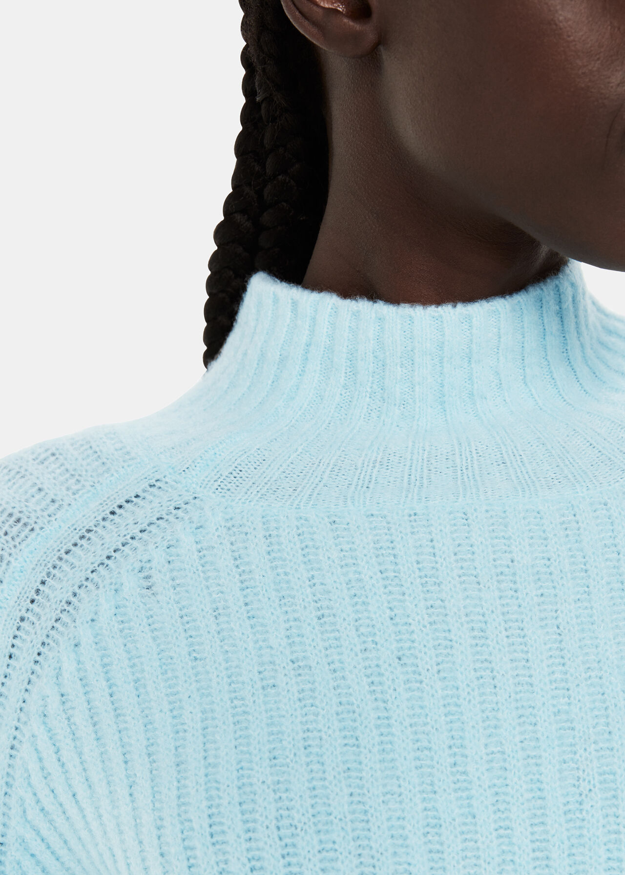 Wool Mix Rib Funnel Neck