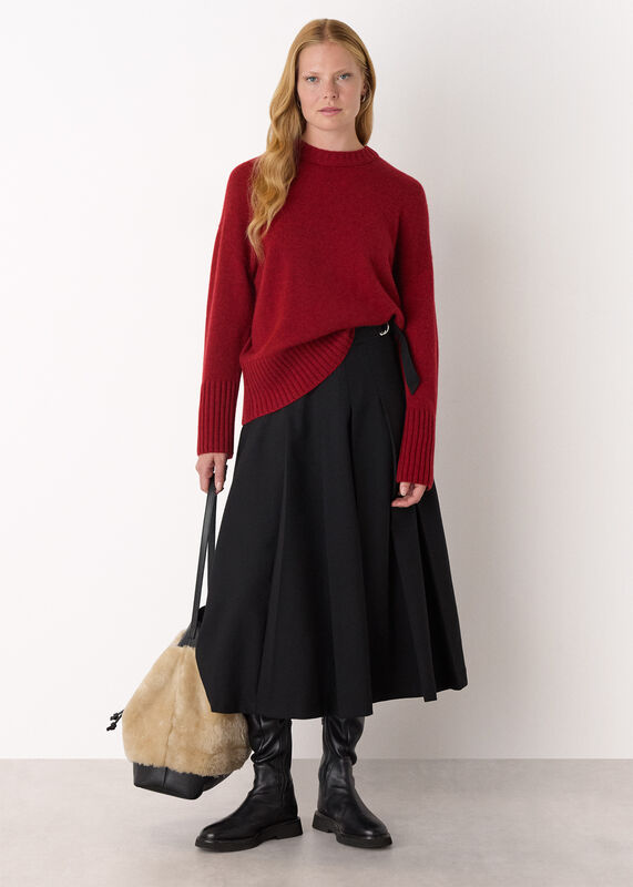 Dark Red Heavy Cashmere Crew Neck Knit