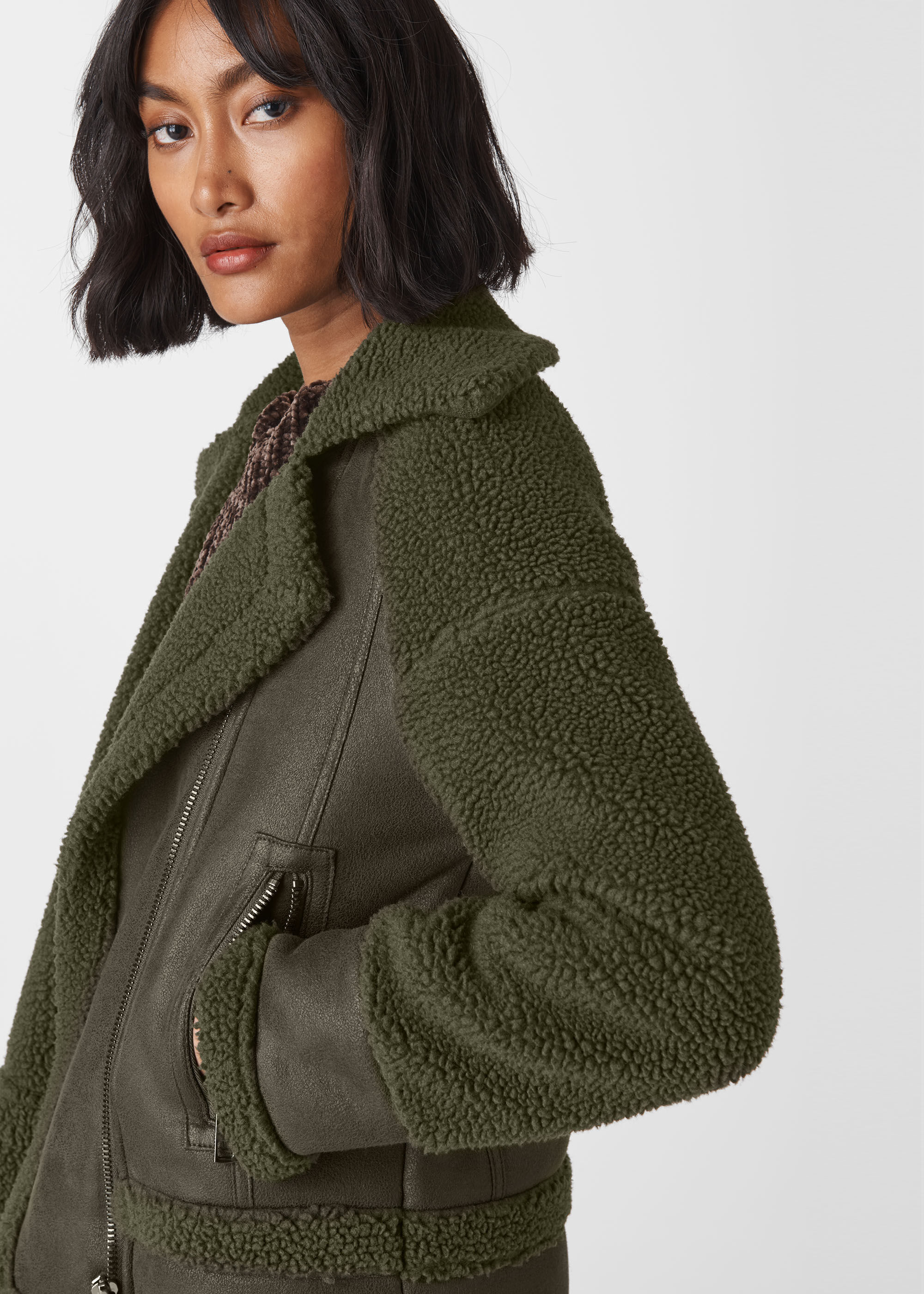 Khaki borg coat deals