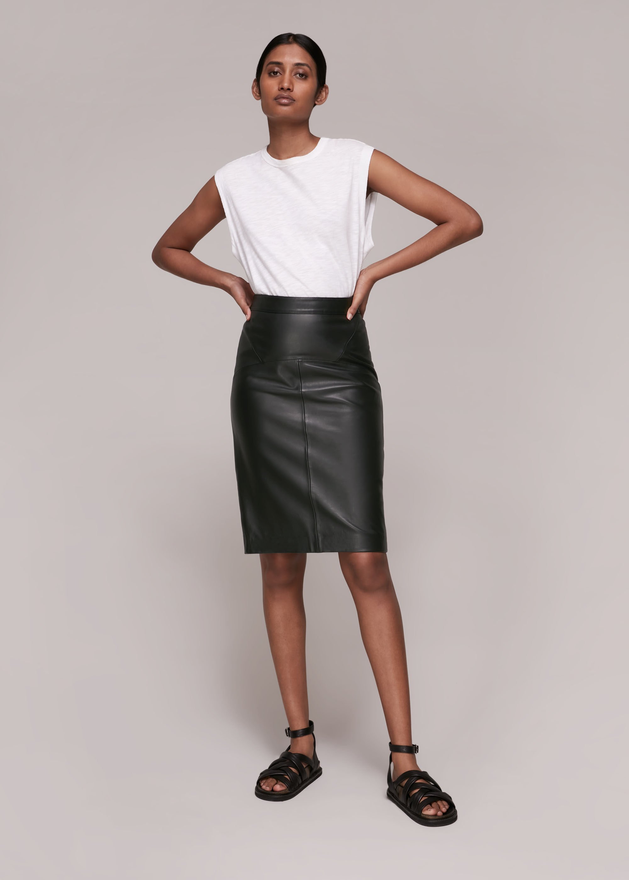 Kel leather outlet pencil skirt