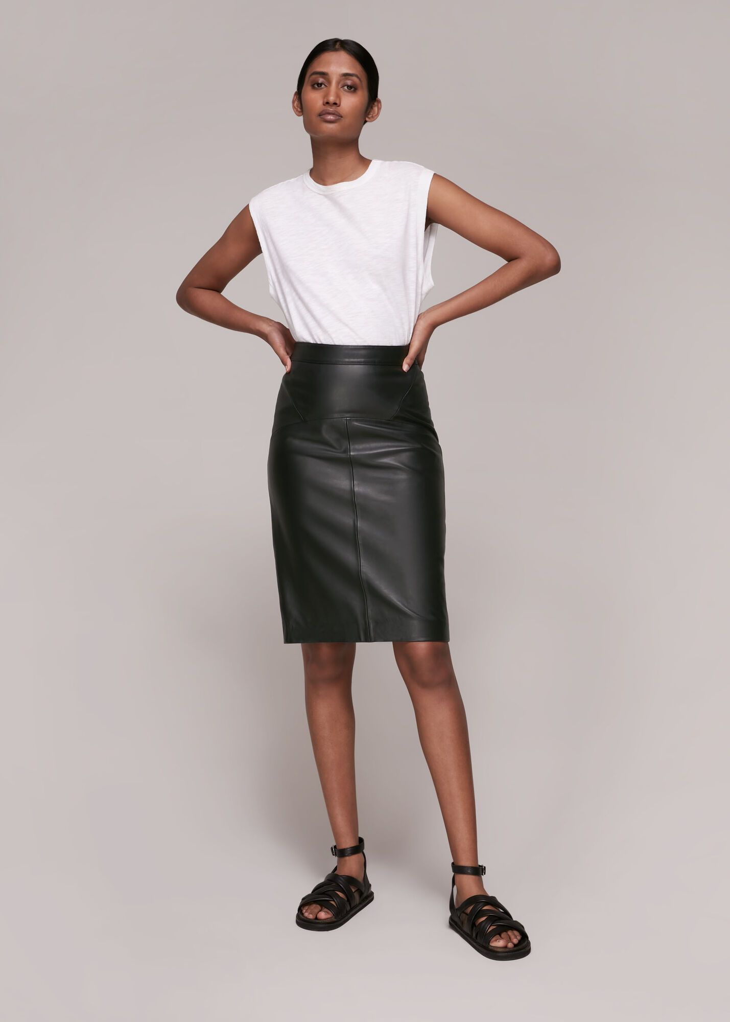 Black Kel Leather Pencil Skirt WHISTLES