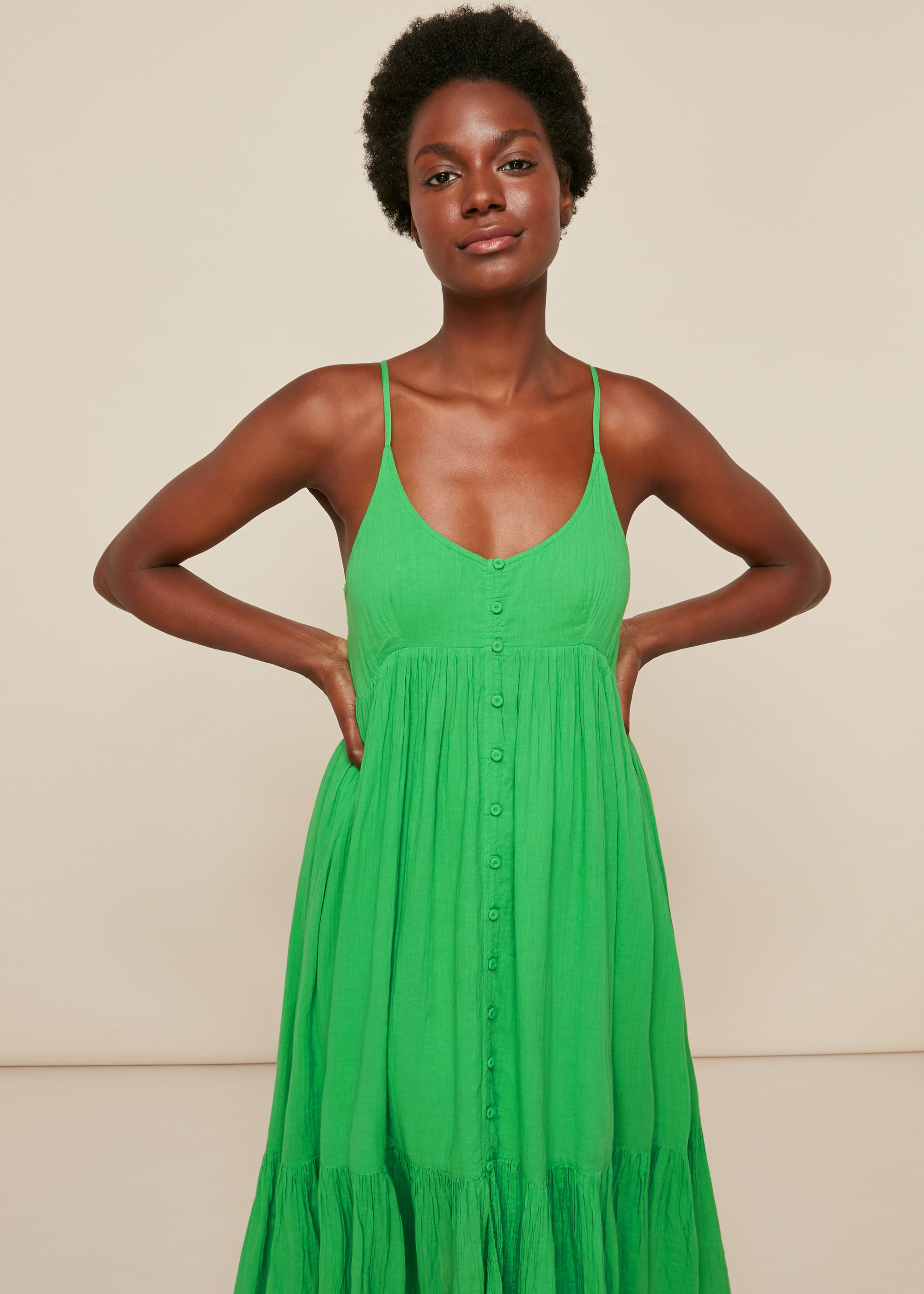 Green trapeze dress discount