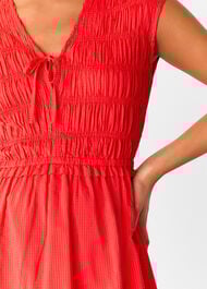 Petite Shirred Bodice V Neck Dress