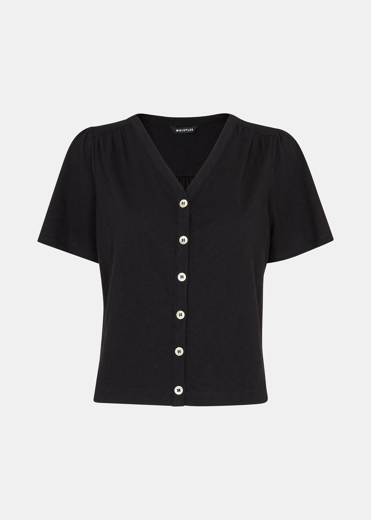 Maeve V Neck Button Front Tee