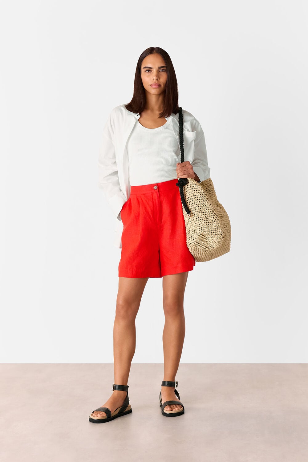 Red Tara Formal Linen Short