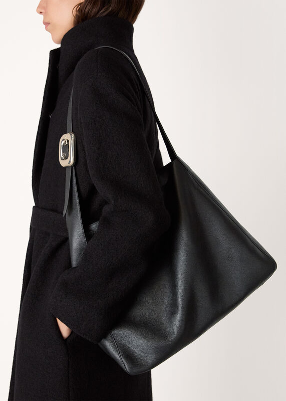 Black Mabel Buckle Detail Tote Bag