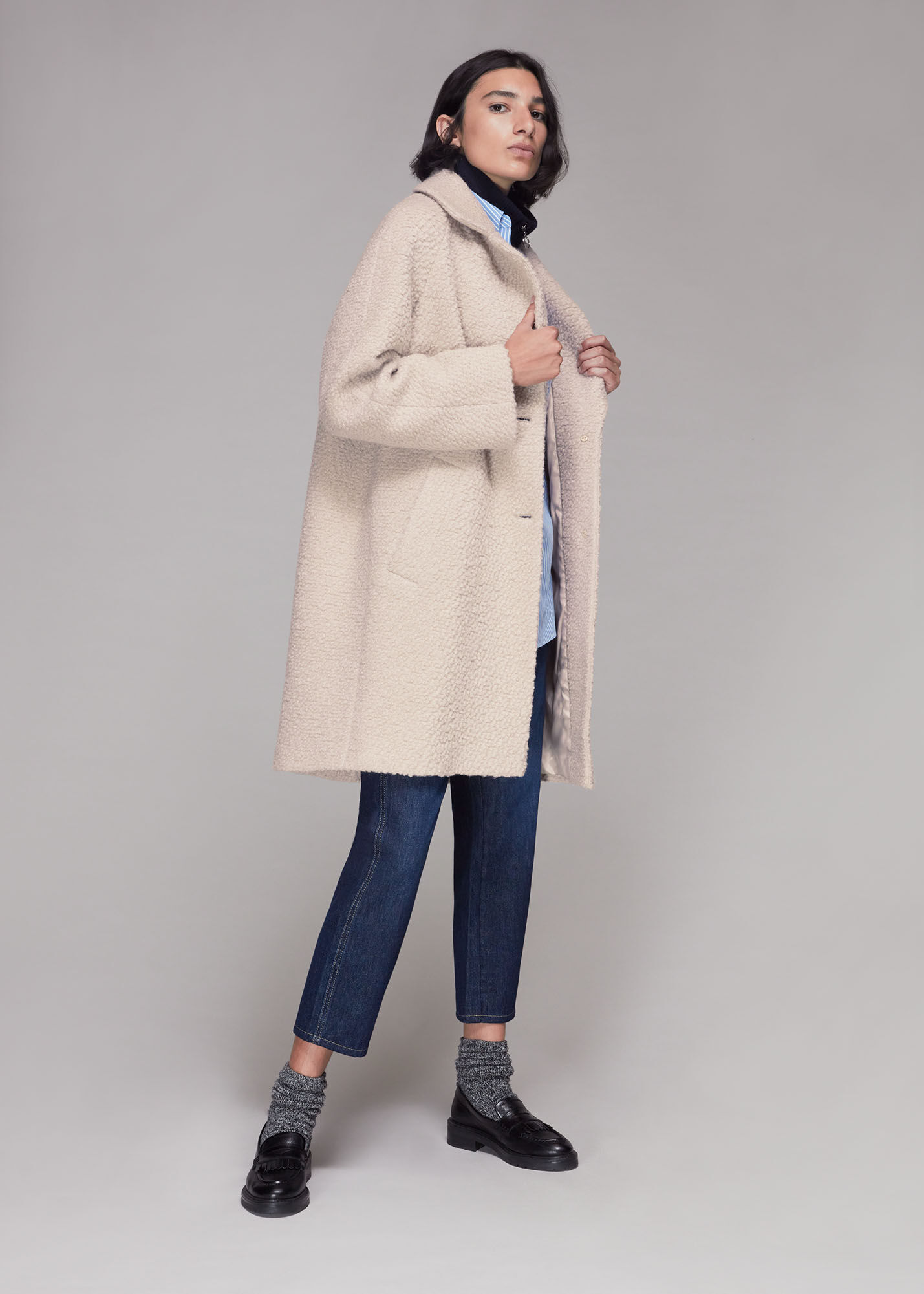 Ivory Daisy Boucle Casual Coat