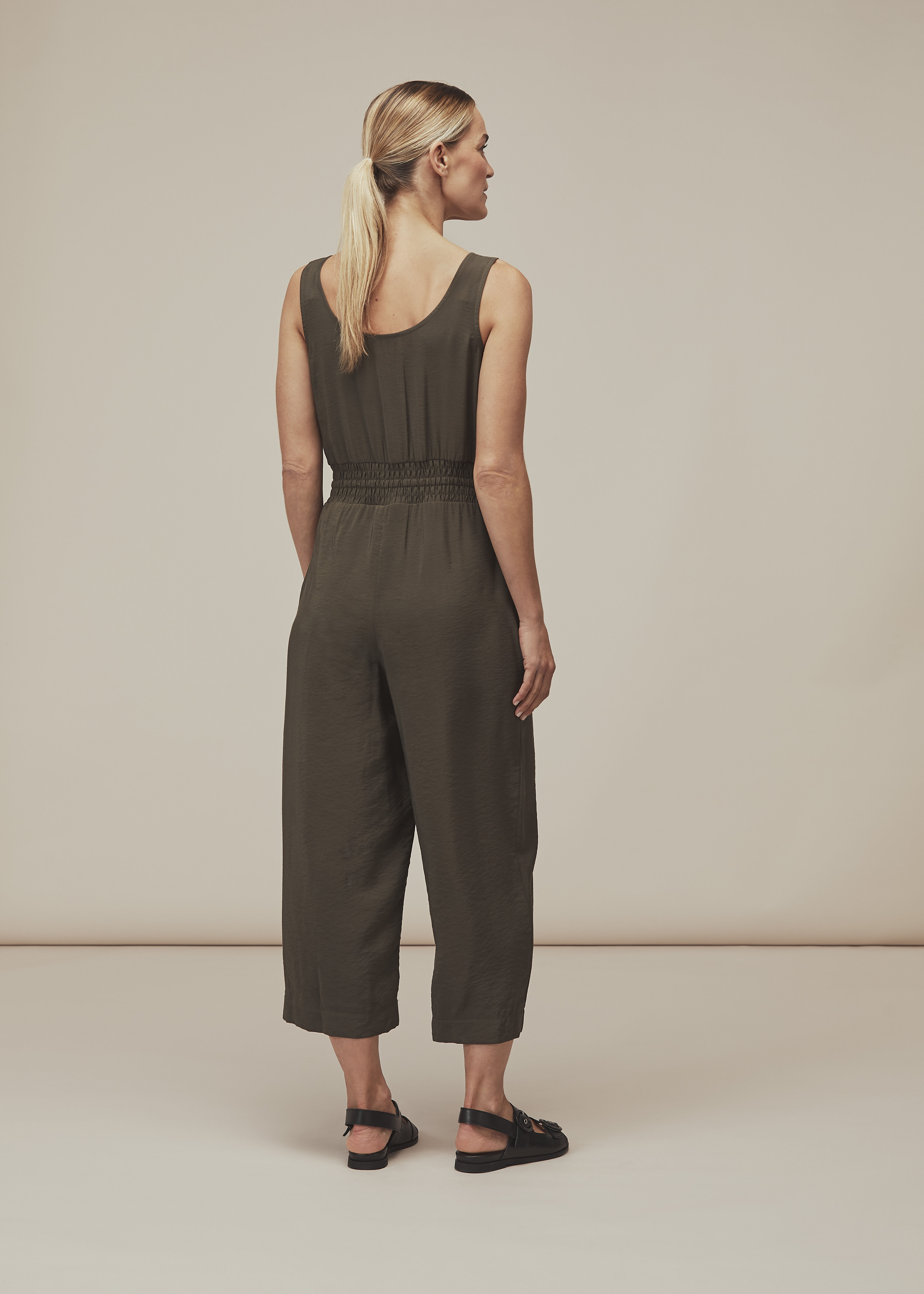 Khaki best sale casual jumpsuit