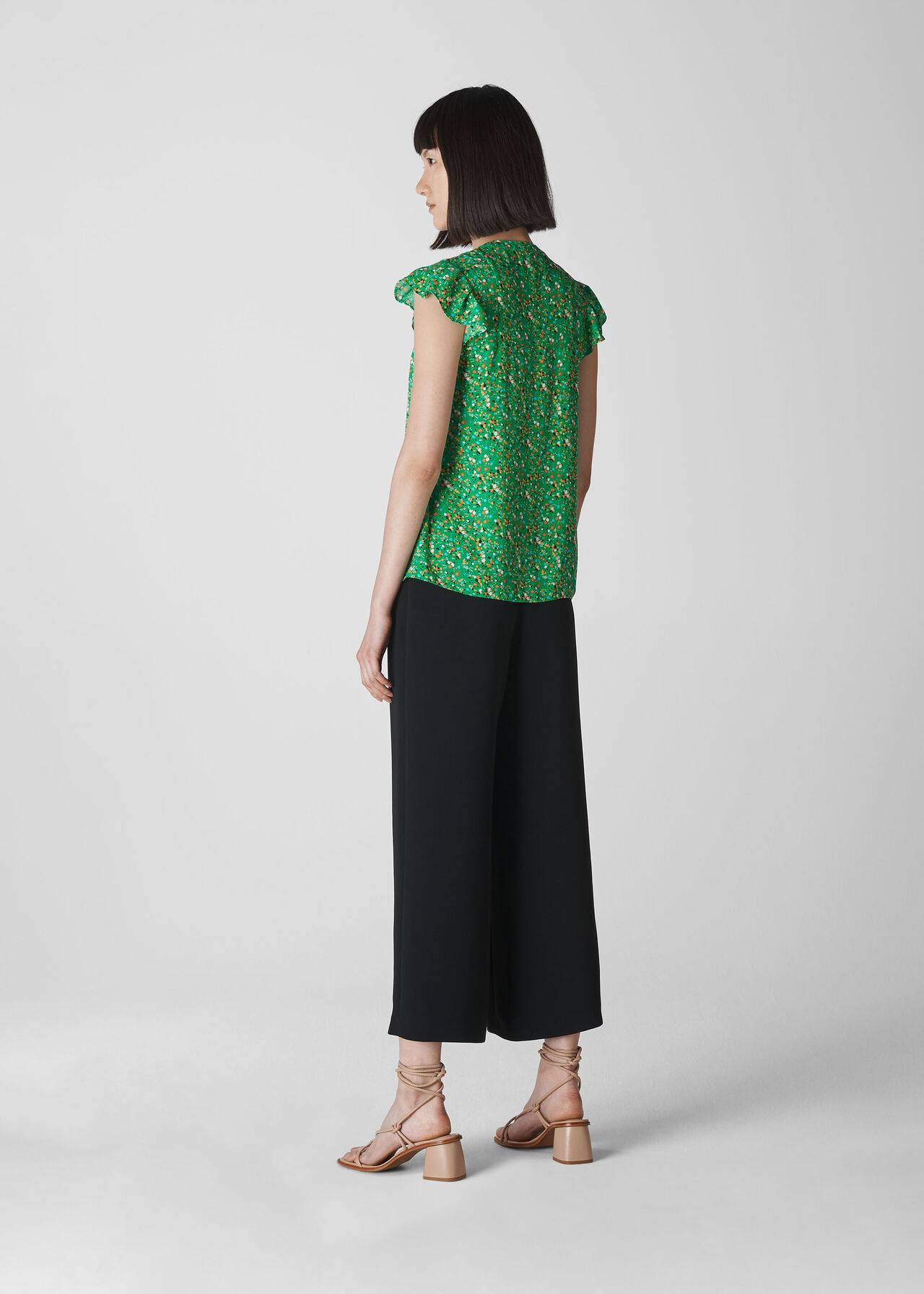 Ditsy Blossom Pleated Blouse Green/Multi