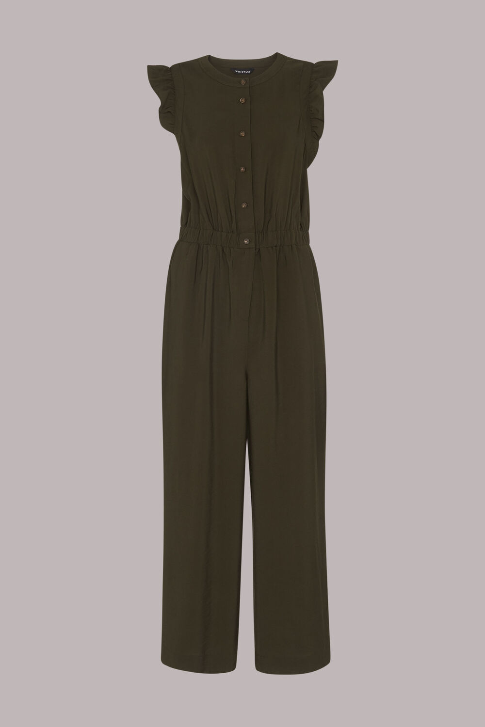 Frill Sleeve Button Jumpsuit