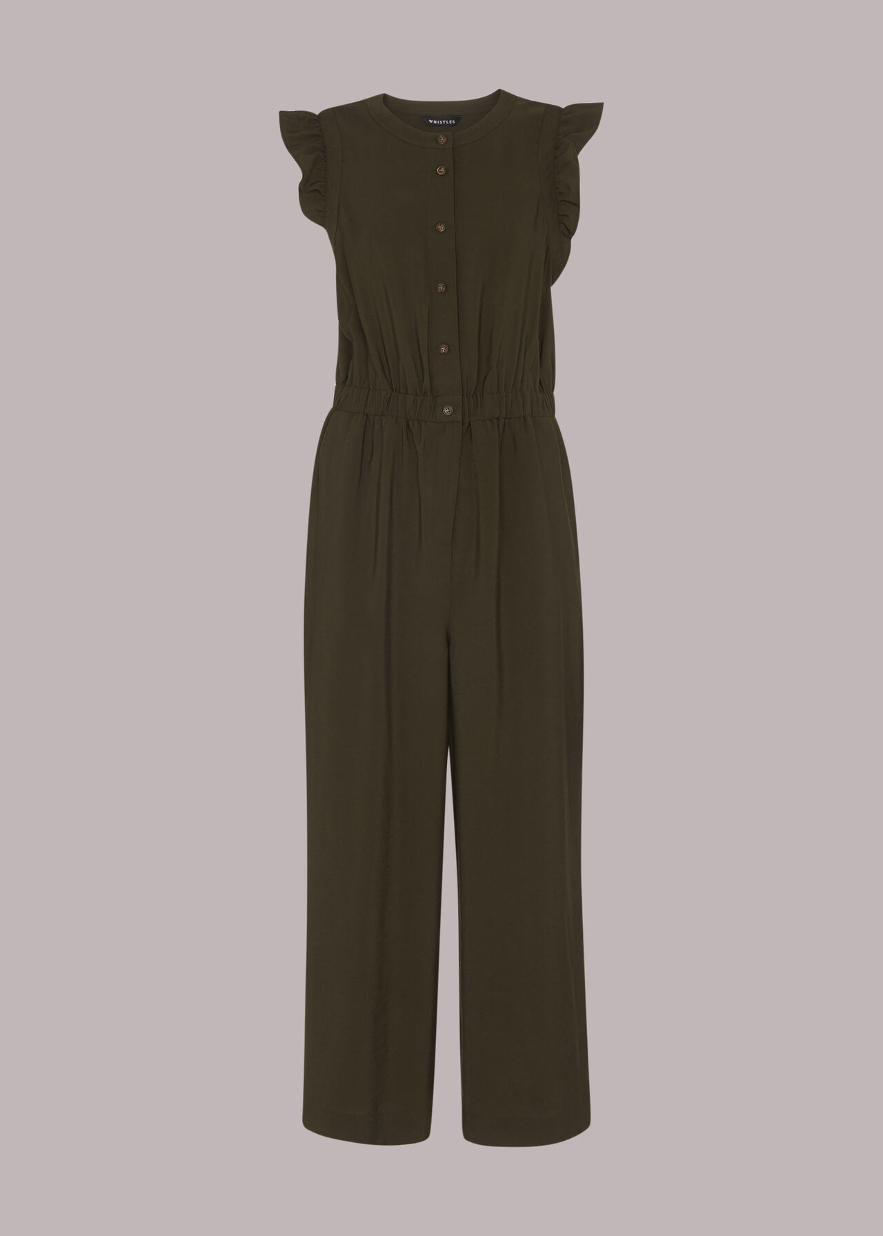 Frill Sleeve Button Jumpsuit