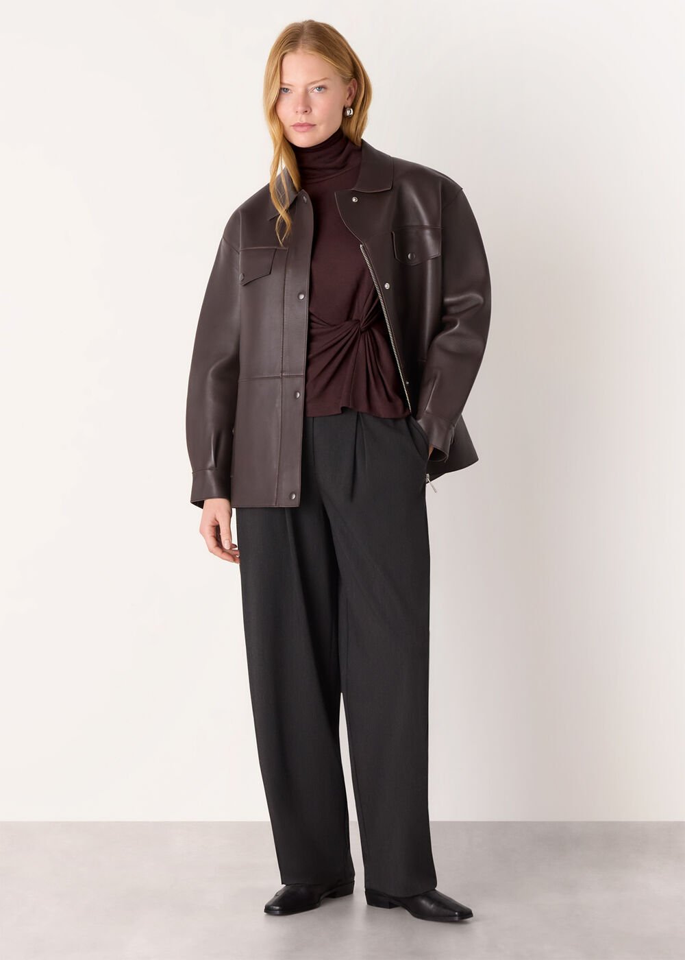 Roll Neck Twist Front Top