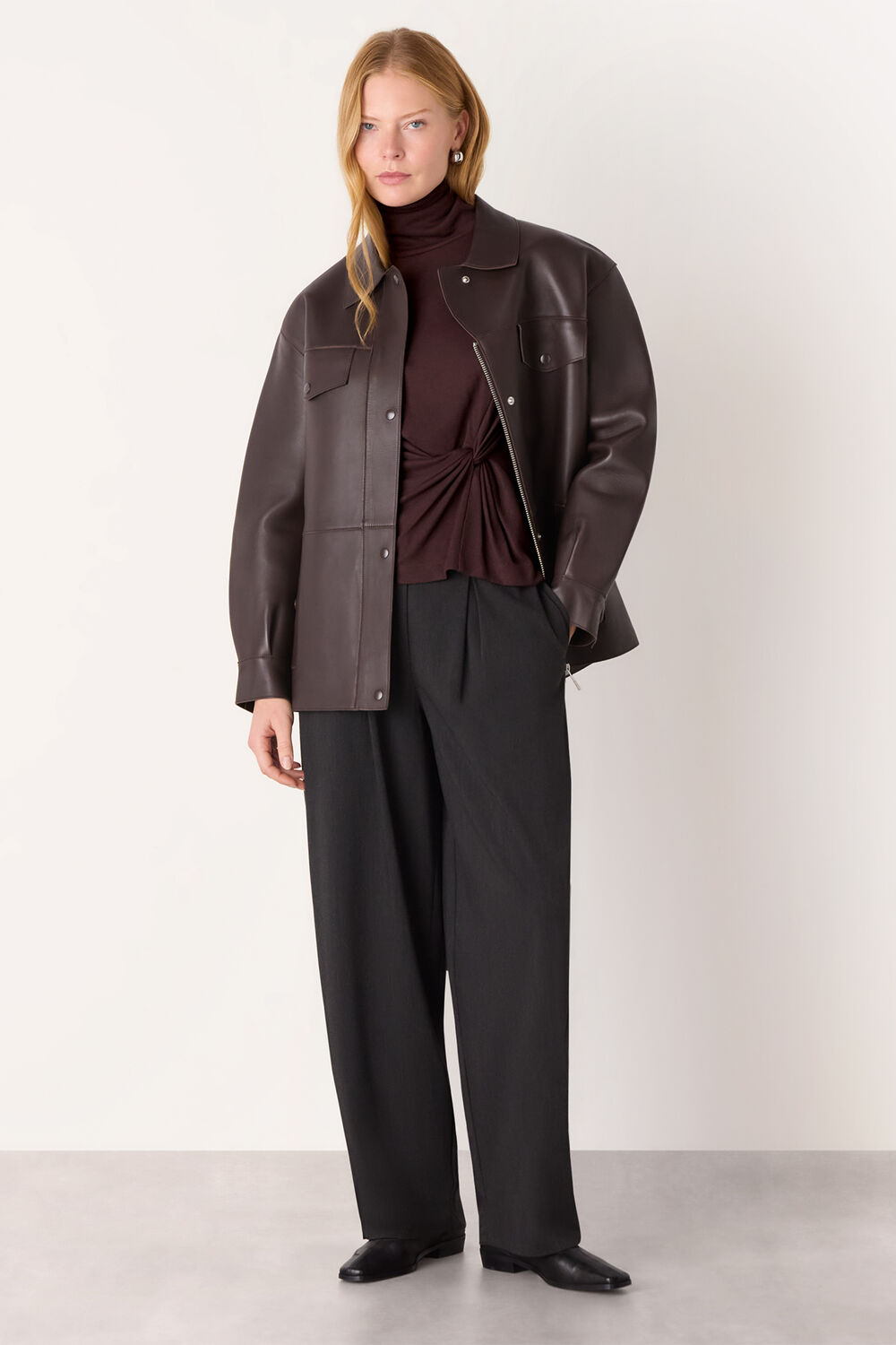 Roll Neck Twist Front Top
