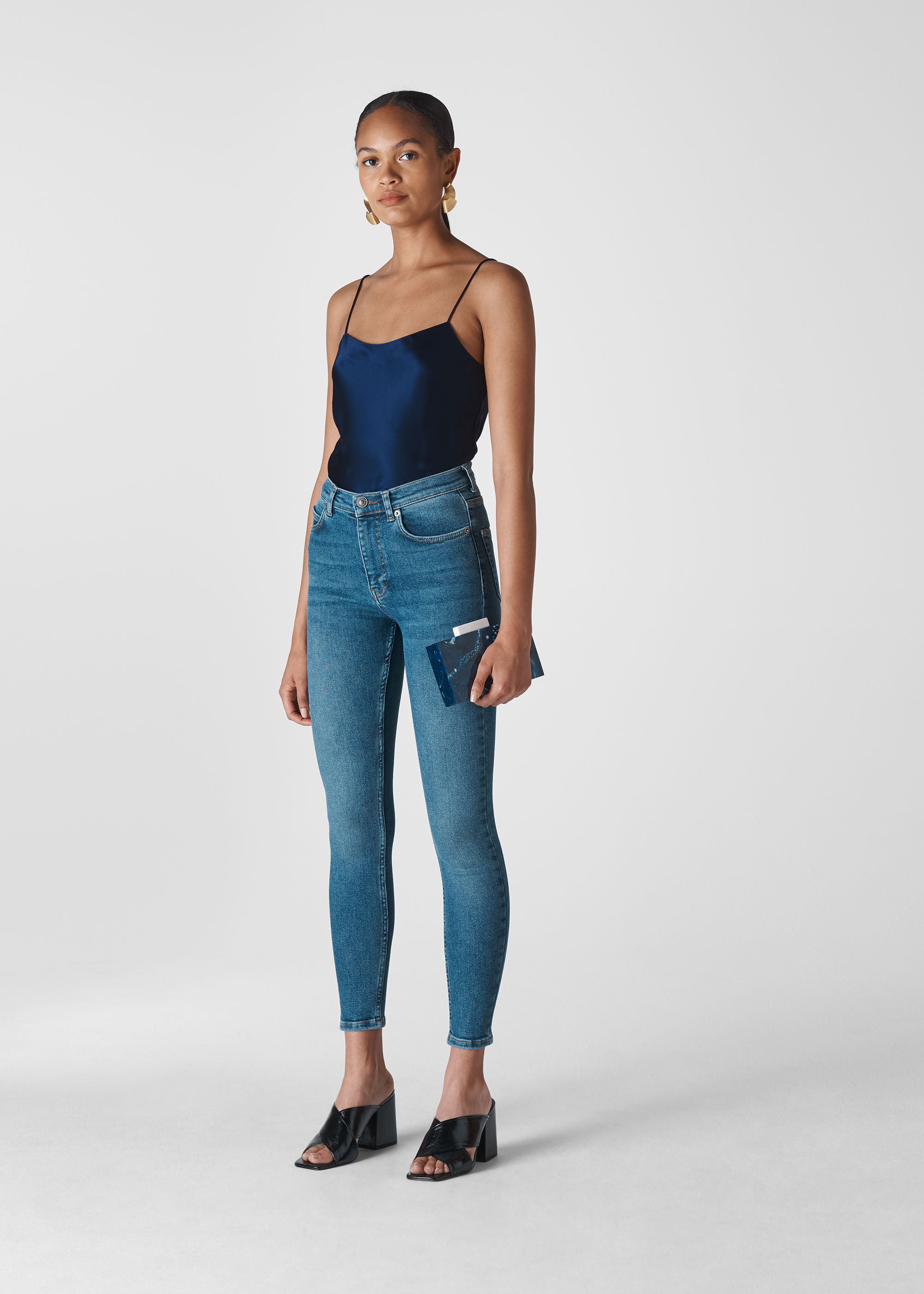 Navy blue sales satin camisole
