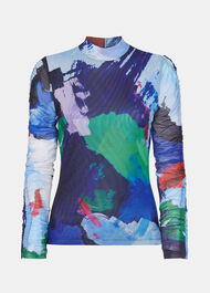 Brushmark Seam Detail Mesh Top