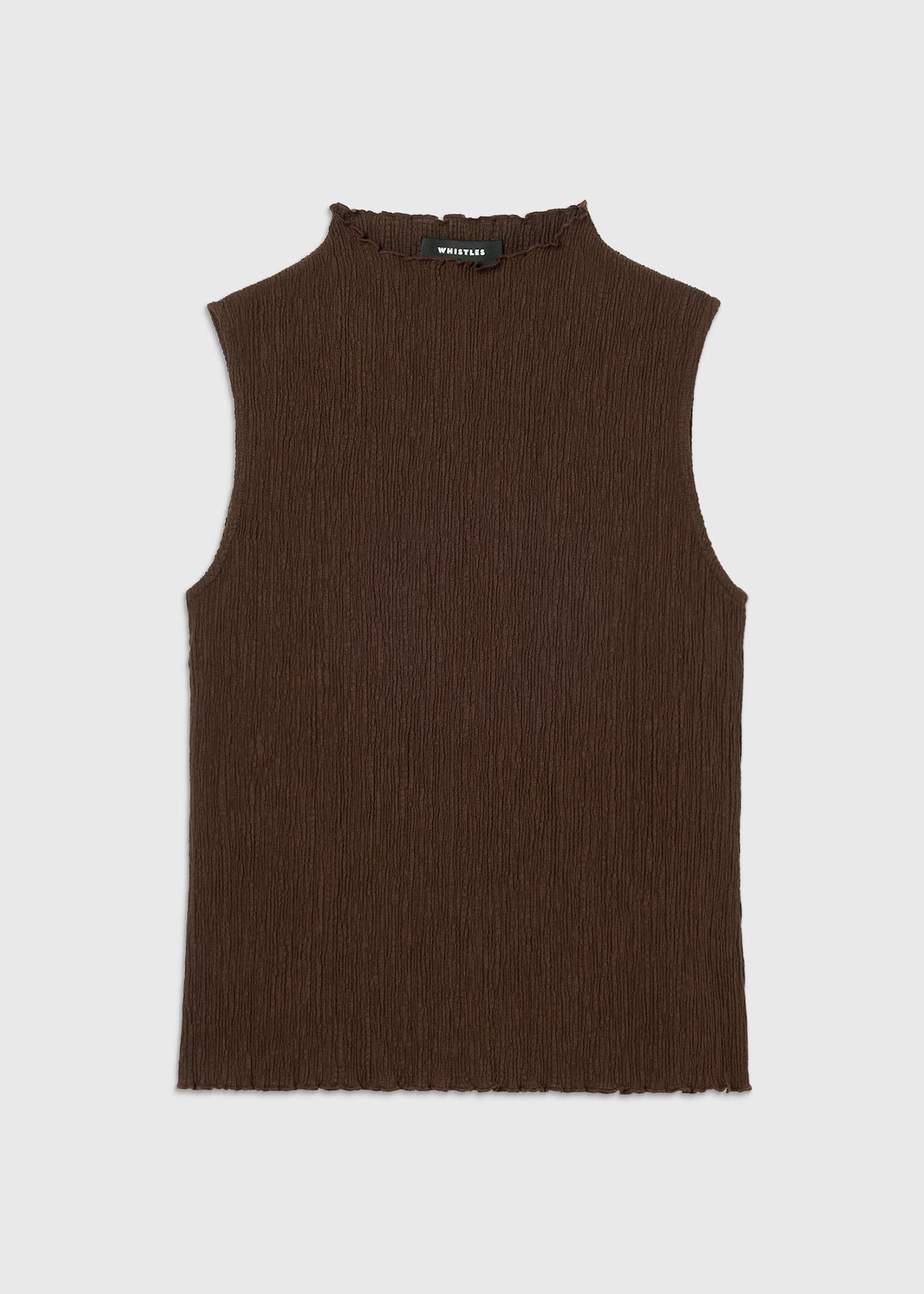 Brown Textured Sleeveless Top | WHISTLES | Whistles US |