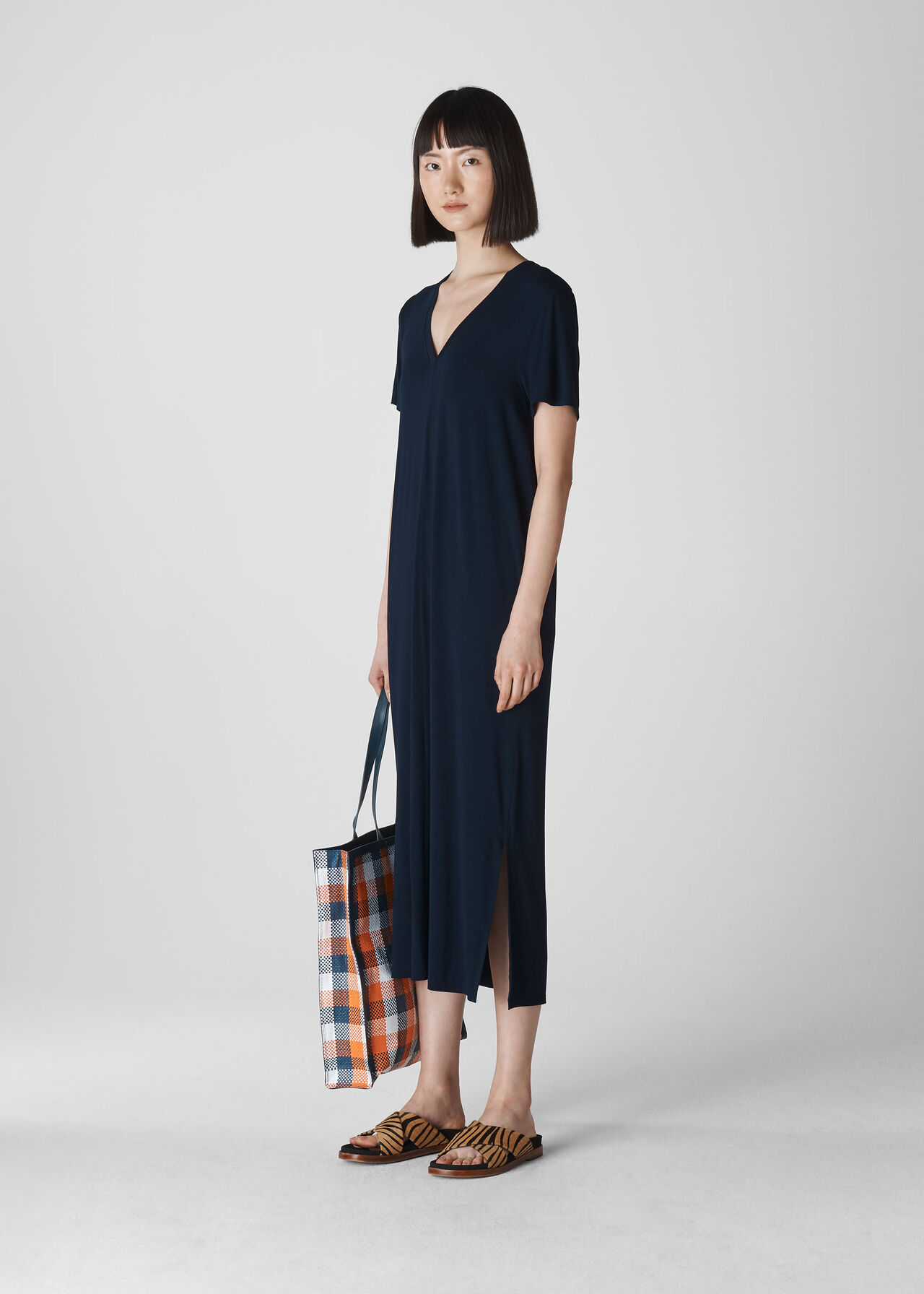 Longline Jersey Dress Navy