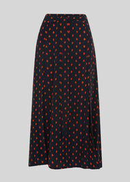 Scattered Leaf Tie Front Skirt Navy/Multi