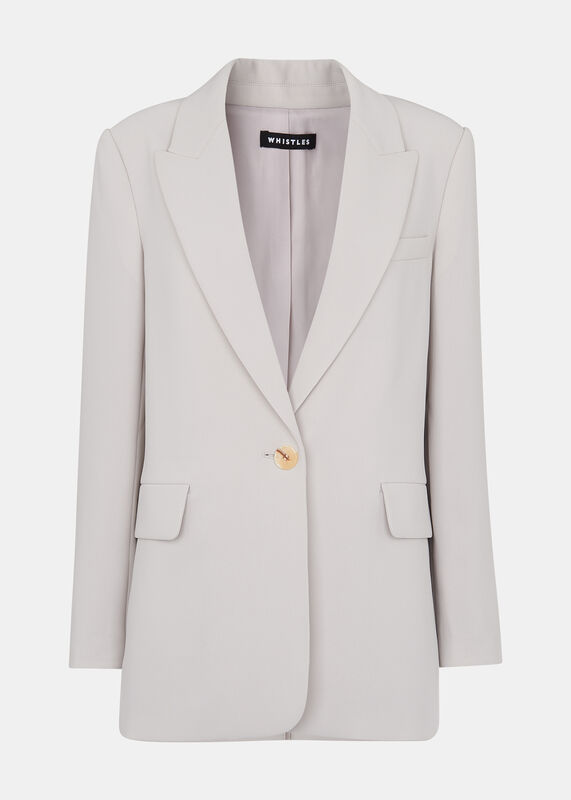 Neutral Crepe Boyfriend Blazer