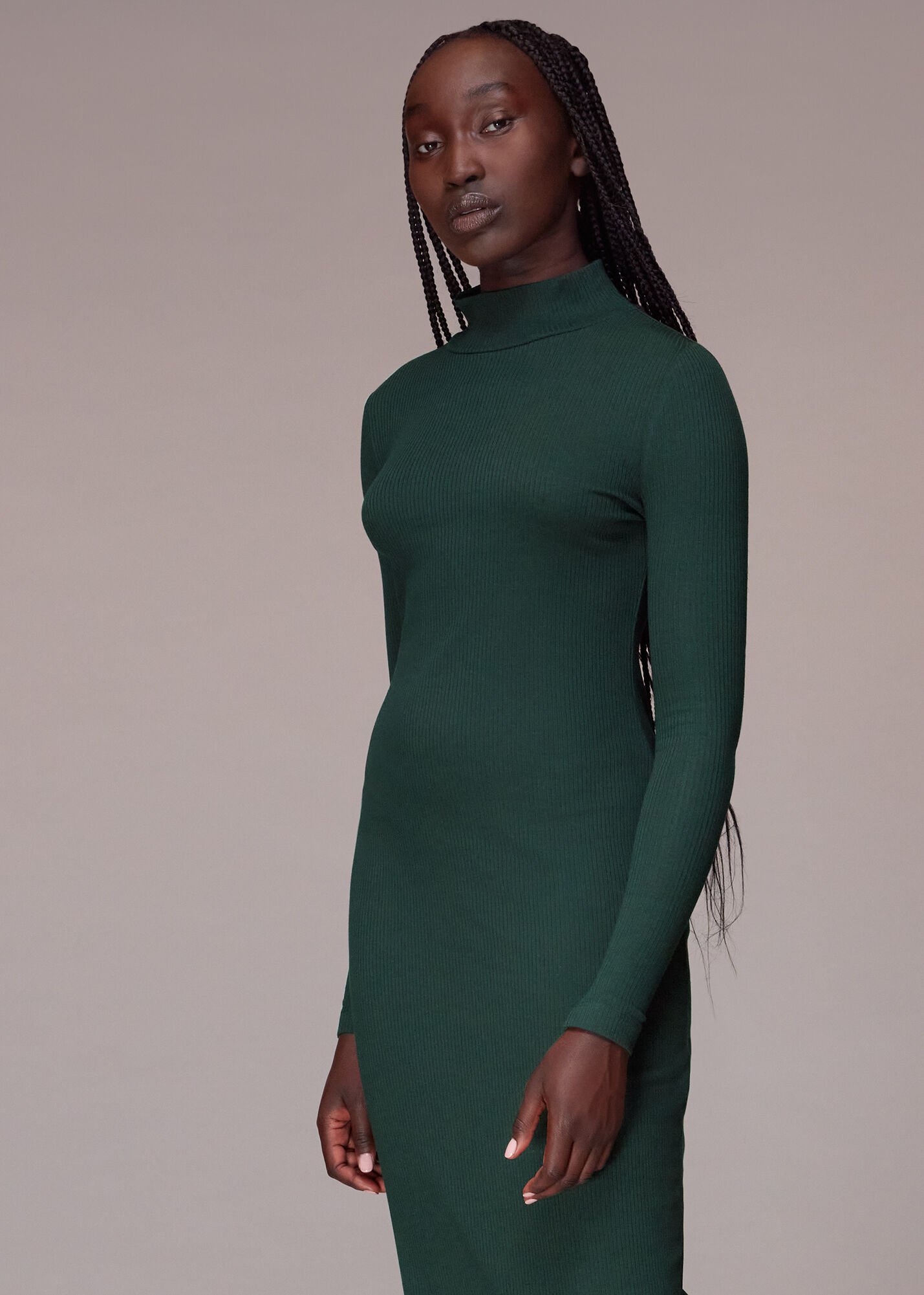 Dark Green Rib Polo Jersey Dress WHISTLES