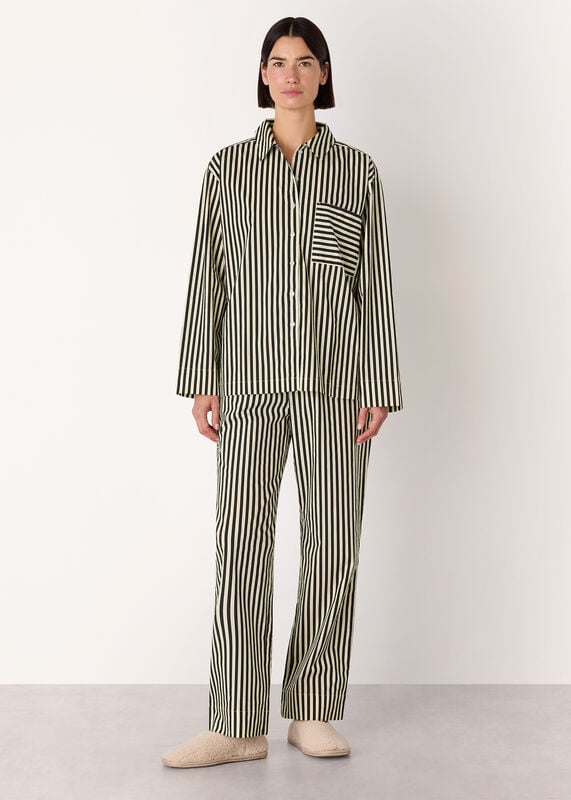 Black Cotton Stripe Pyjama Bottom