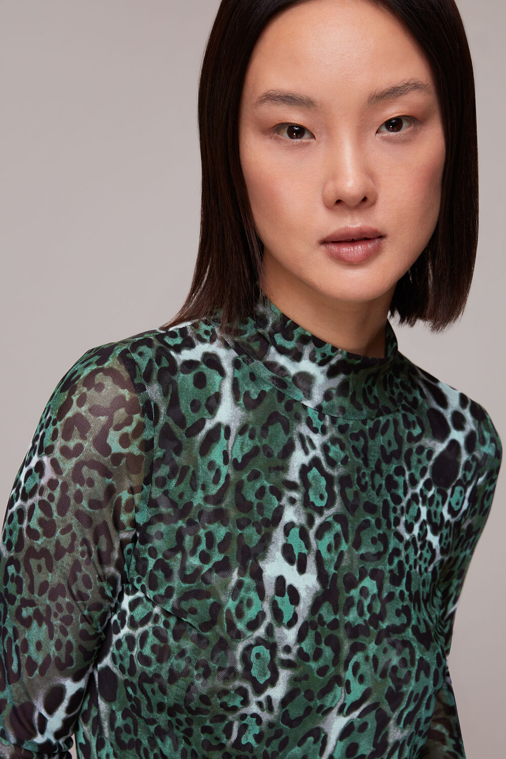 Green Night Cat Mesh Top