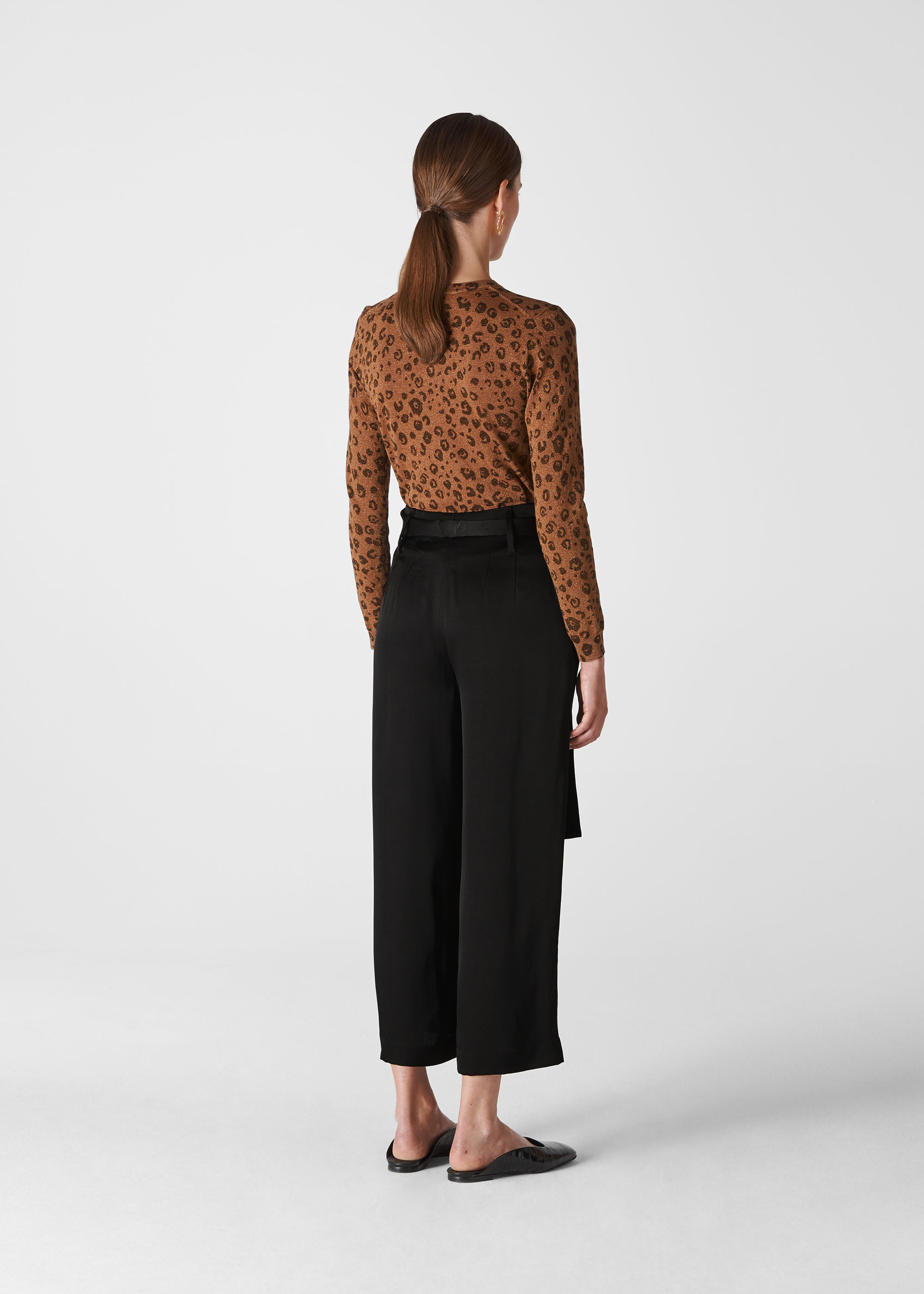 Black Belted Wide Leg Trouser 