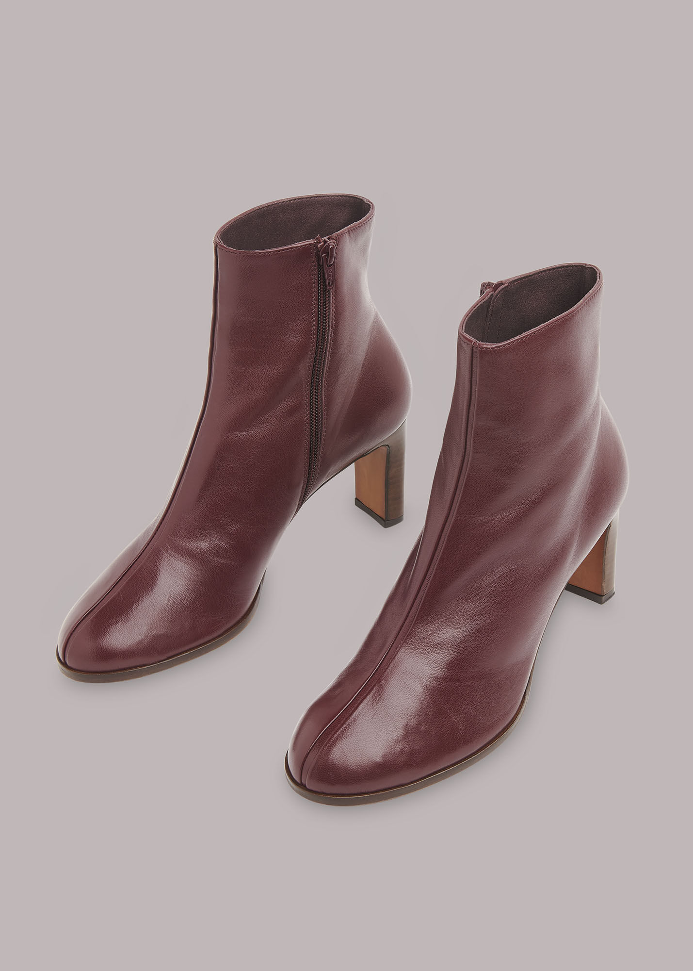 plum ankle boots