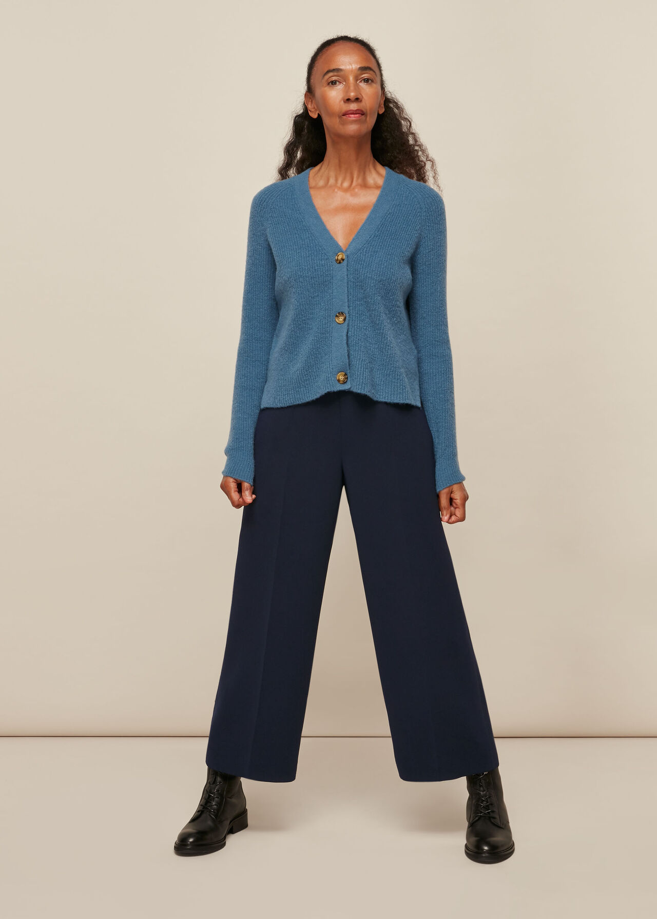 Navy Wide Leg Crop Trouser, WHISTLES