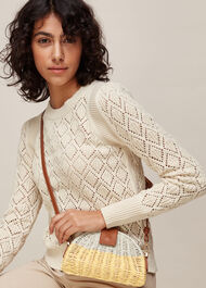 Leo Mini Crossbody Straw Bag Yellow/Multi