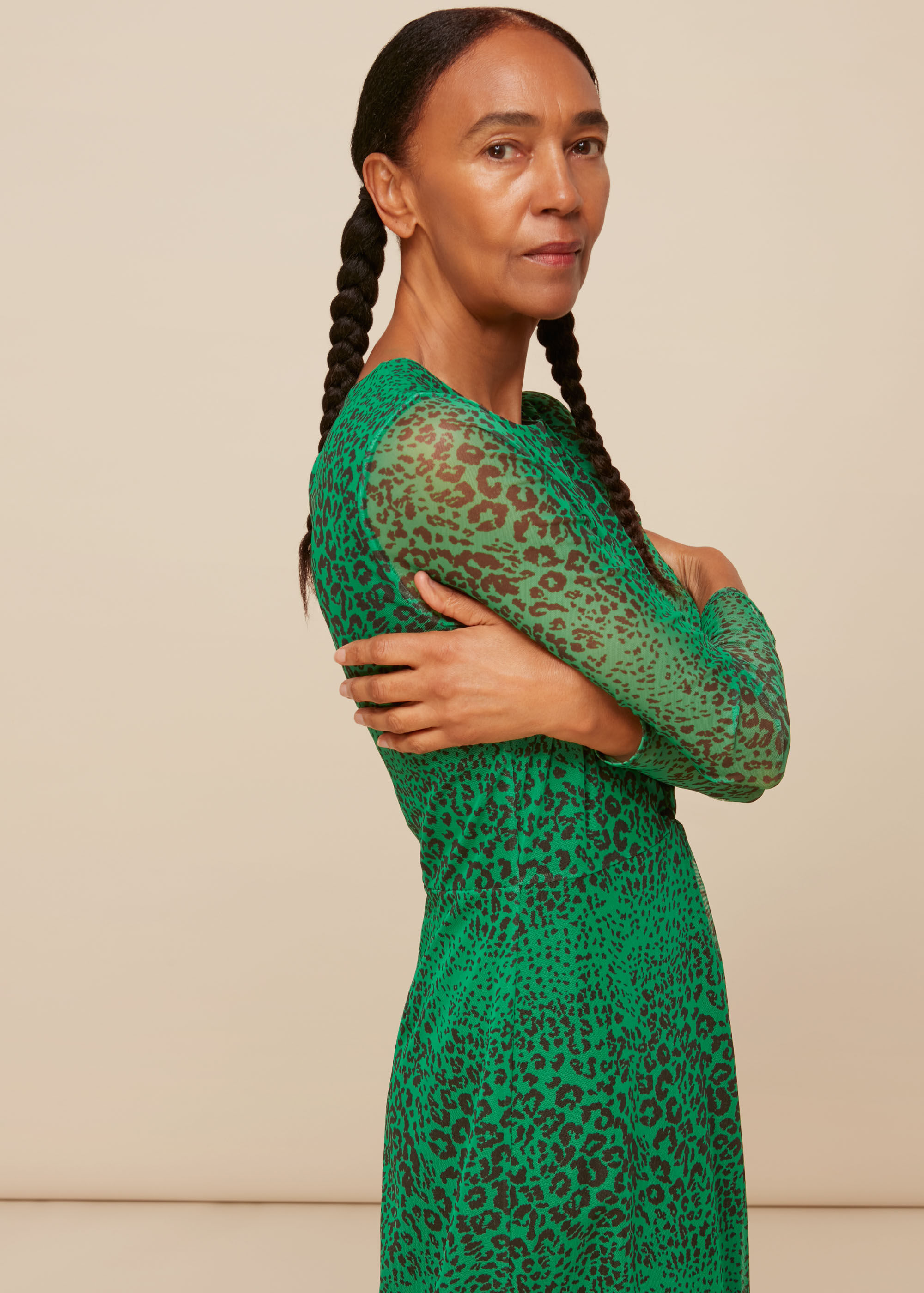Animal print mesh dress online