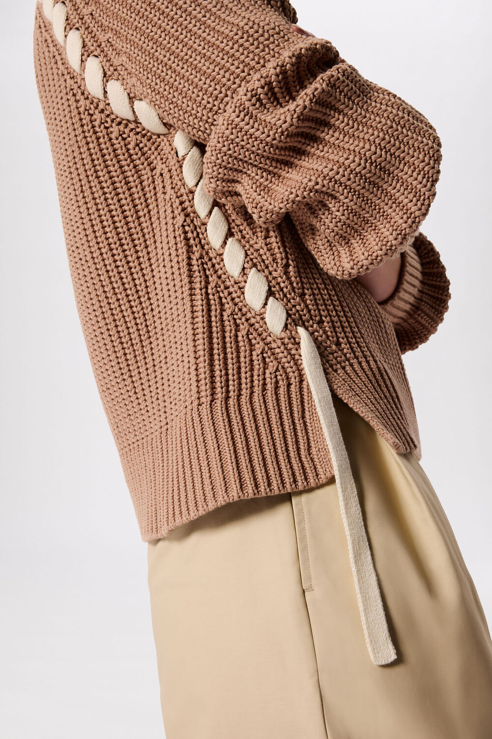 Taupe Lacing detail Crew Jumper