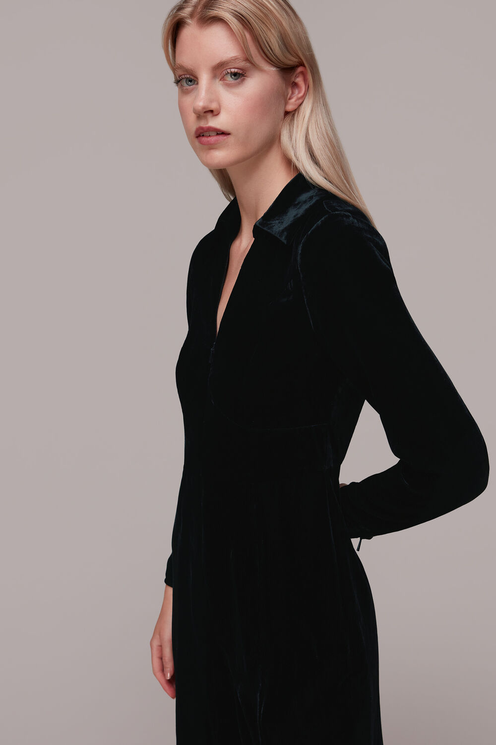 Black Velvet Zip Front Jumpsuit