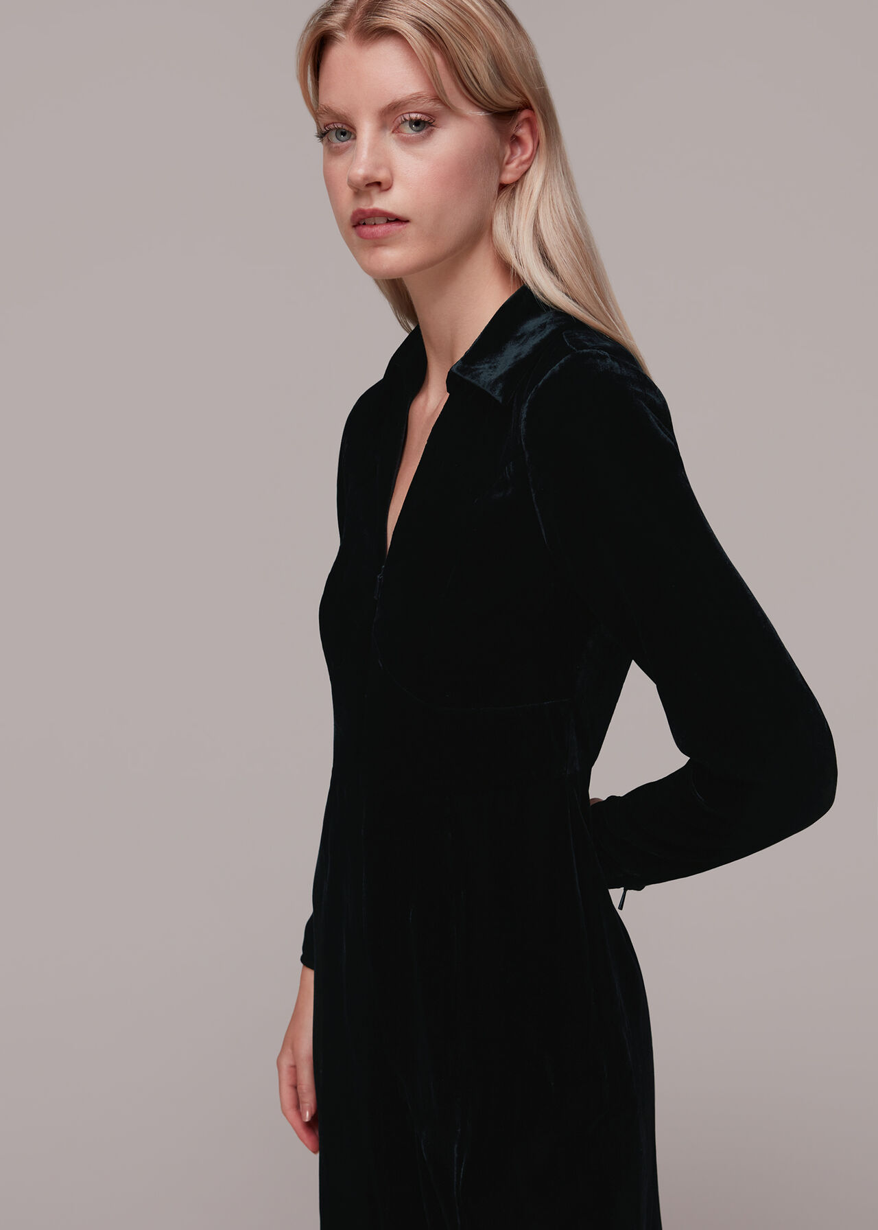 Velvet Zip Front Jumpsuit