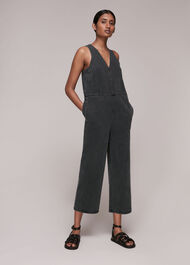 V Neck Denim Jumpsuit