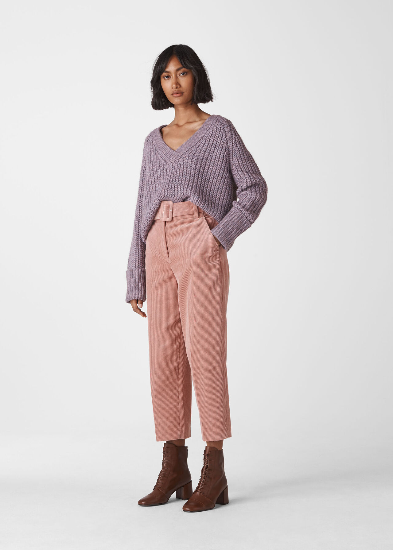 Cord Belted Trouser Pink