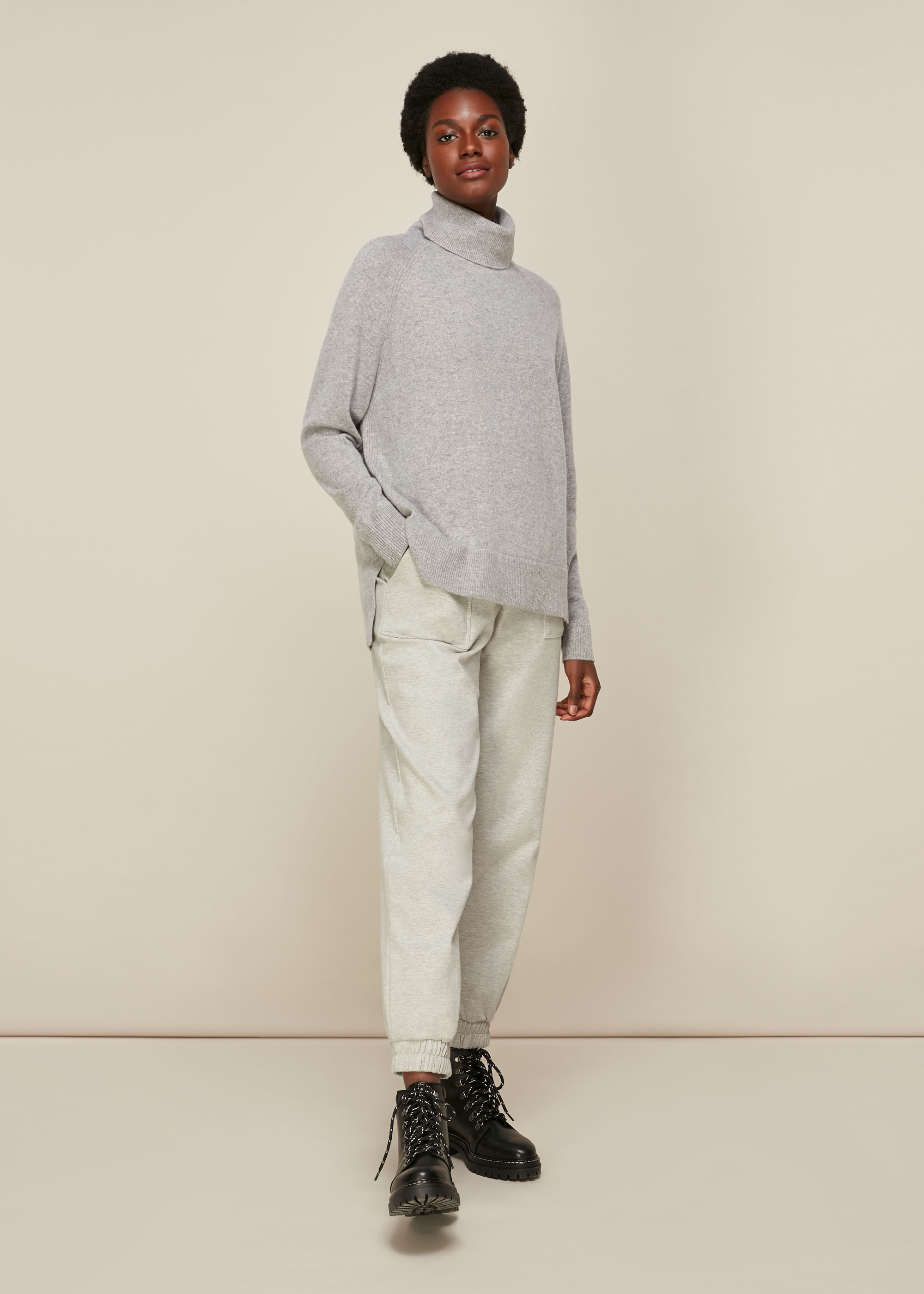 Grey roll neck knit clearance