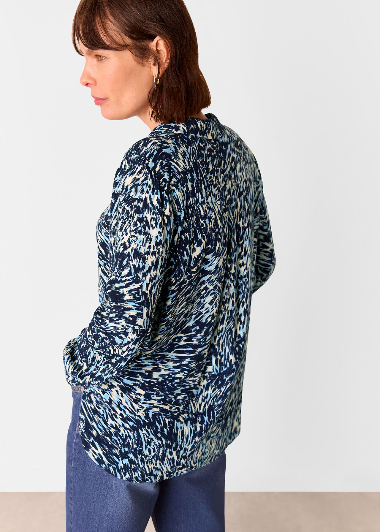 Whistles Blue Leopard Swirl Print Shirt