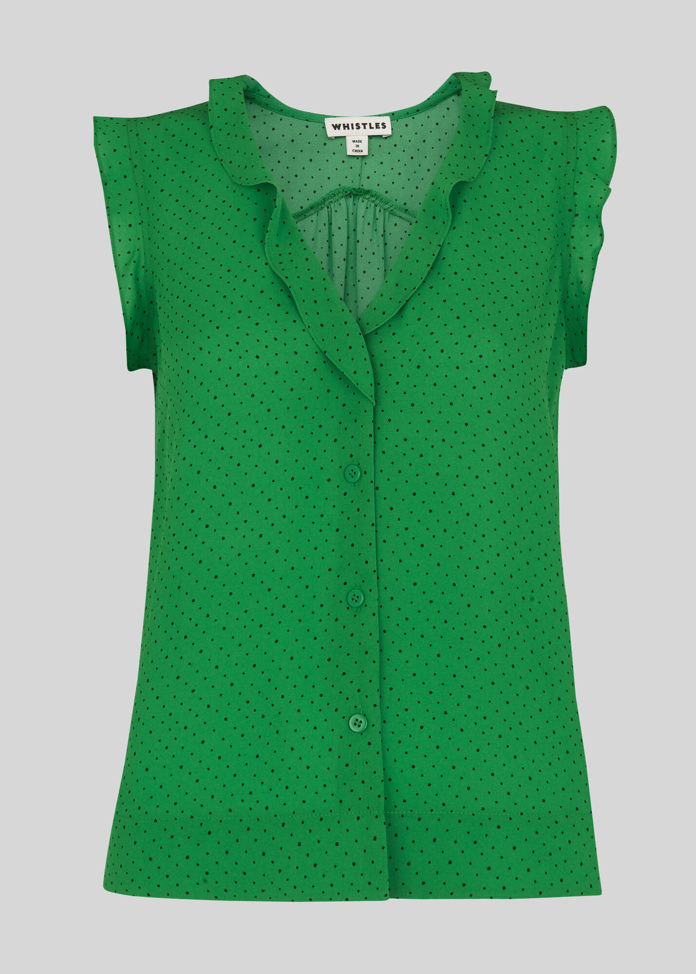 Green/Multi Micro Spot Emily Frill Top WHISTLES Whistles UK