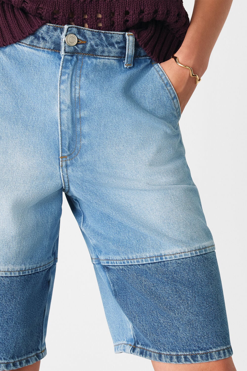 Denim Patchwork Board Short