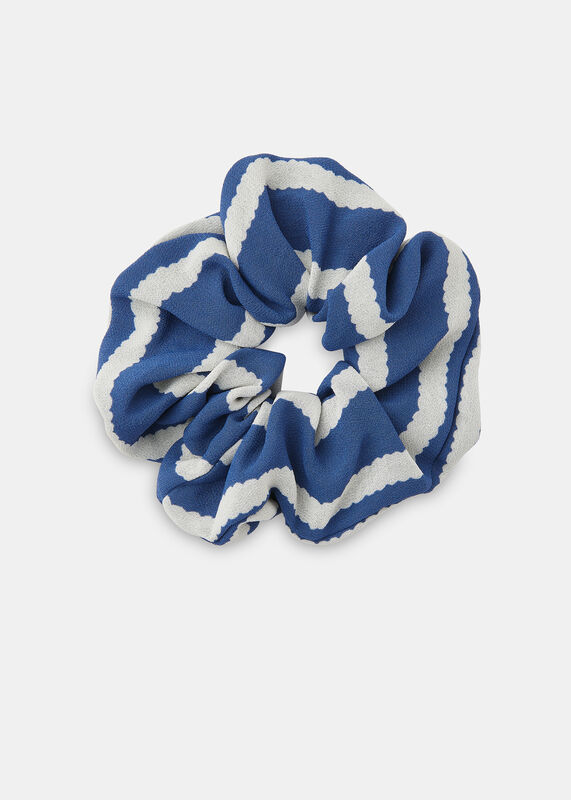 Blue Crinkle Stripe Scrunchie