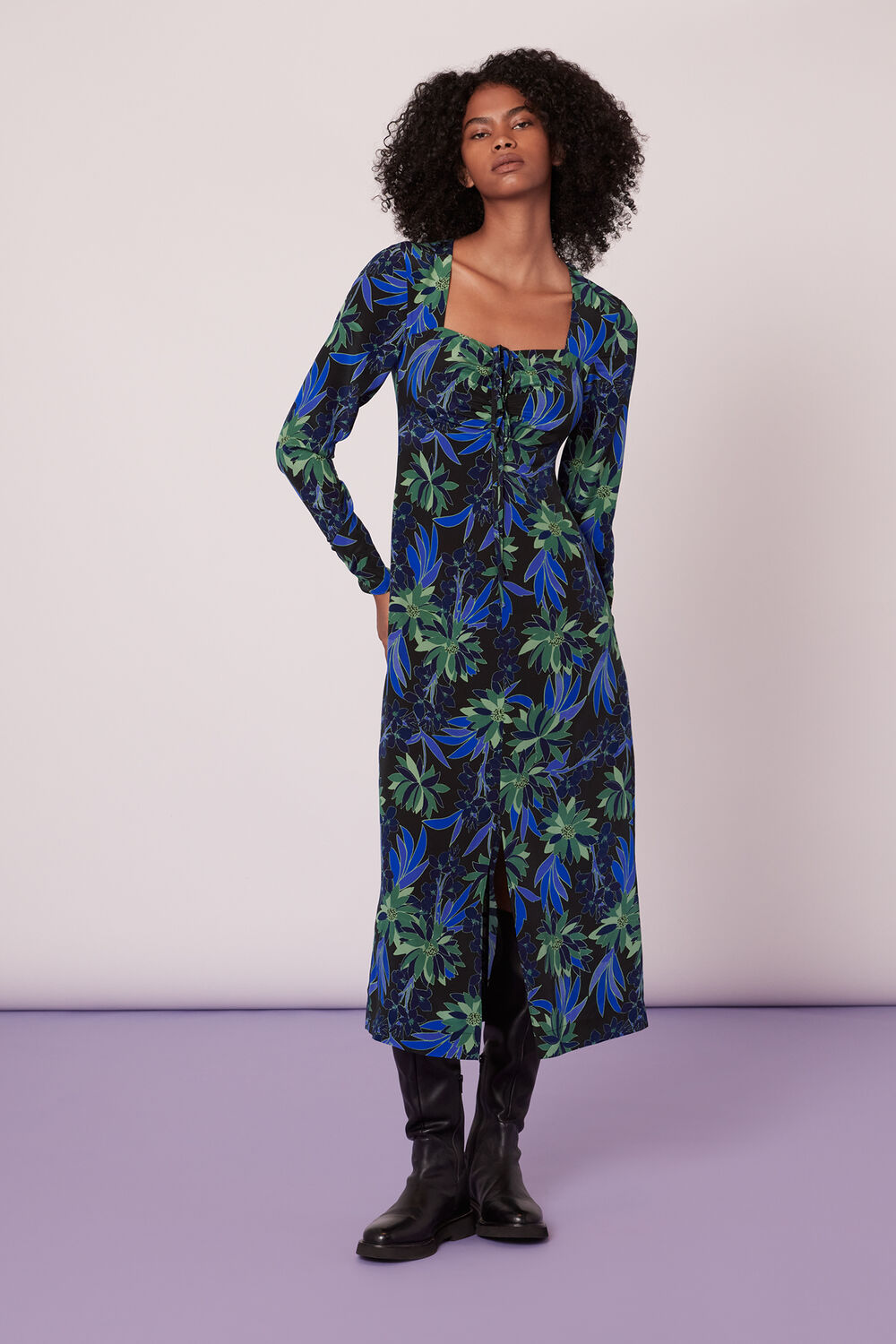Scaling Blossom Silk Dress