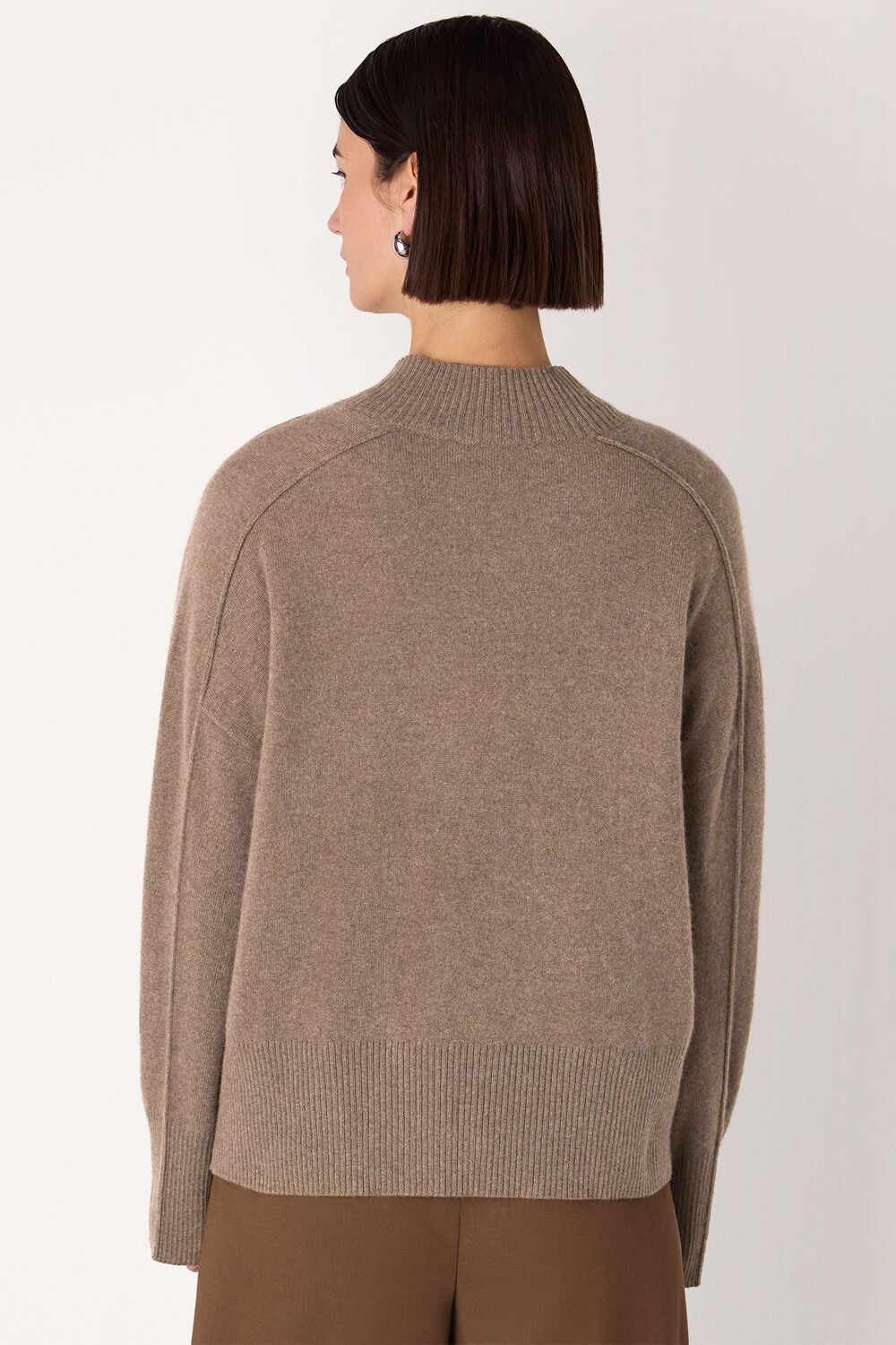 Neutral Cashmere V Neck Sweater