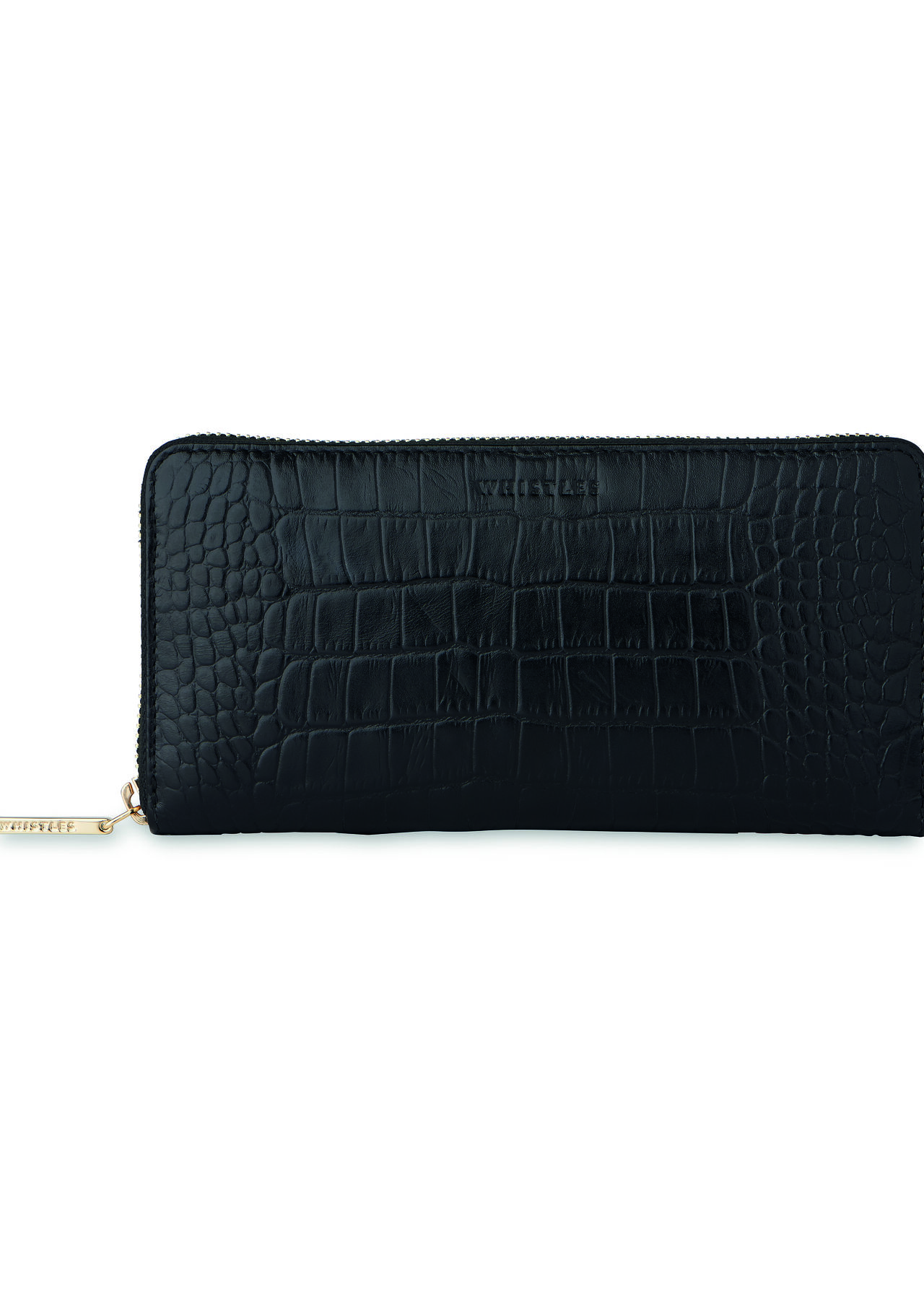 Whistles Black Shiny Croc Coin Purse