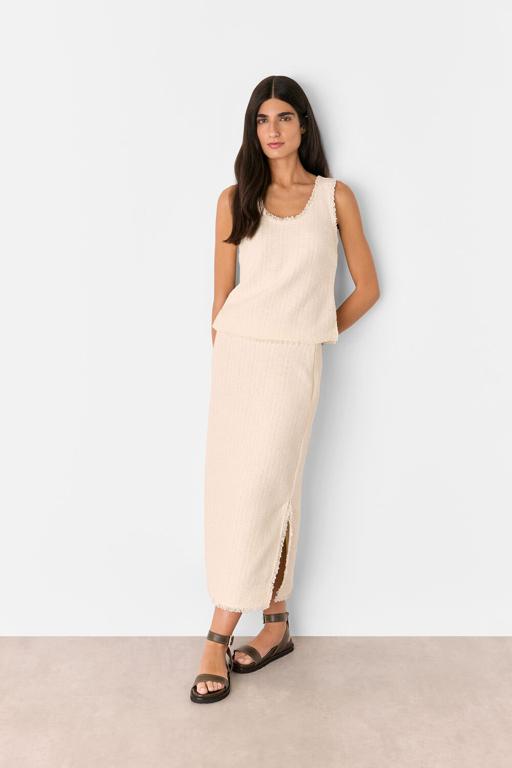 Khaki Ottie Contrast Stitch Sandal