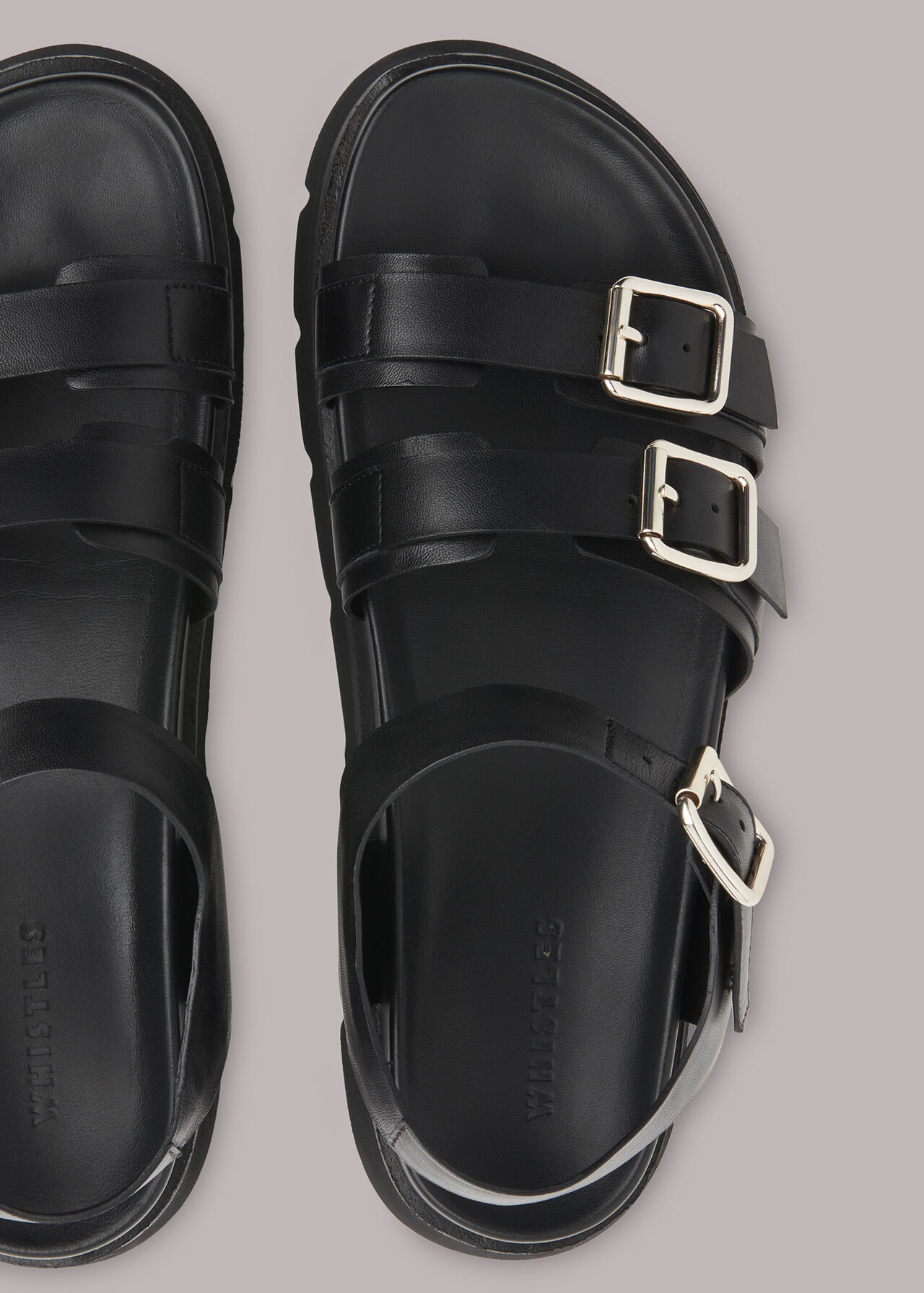 Black Jemma Triple Buckle Sandal | WHISTLES